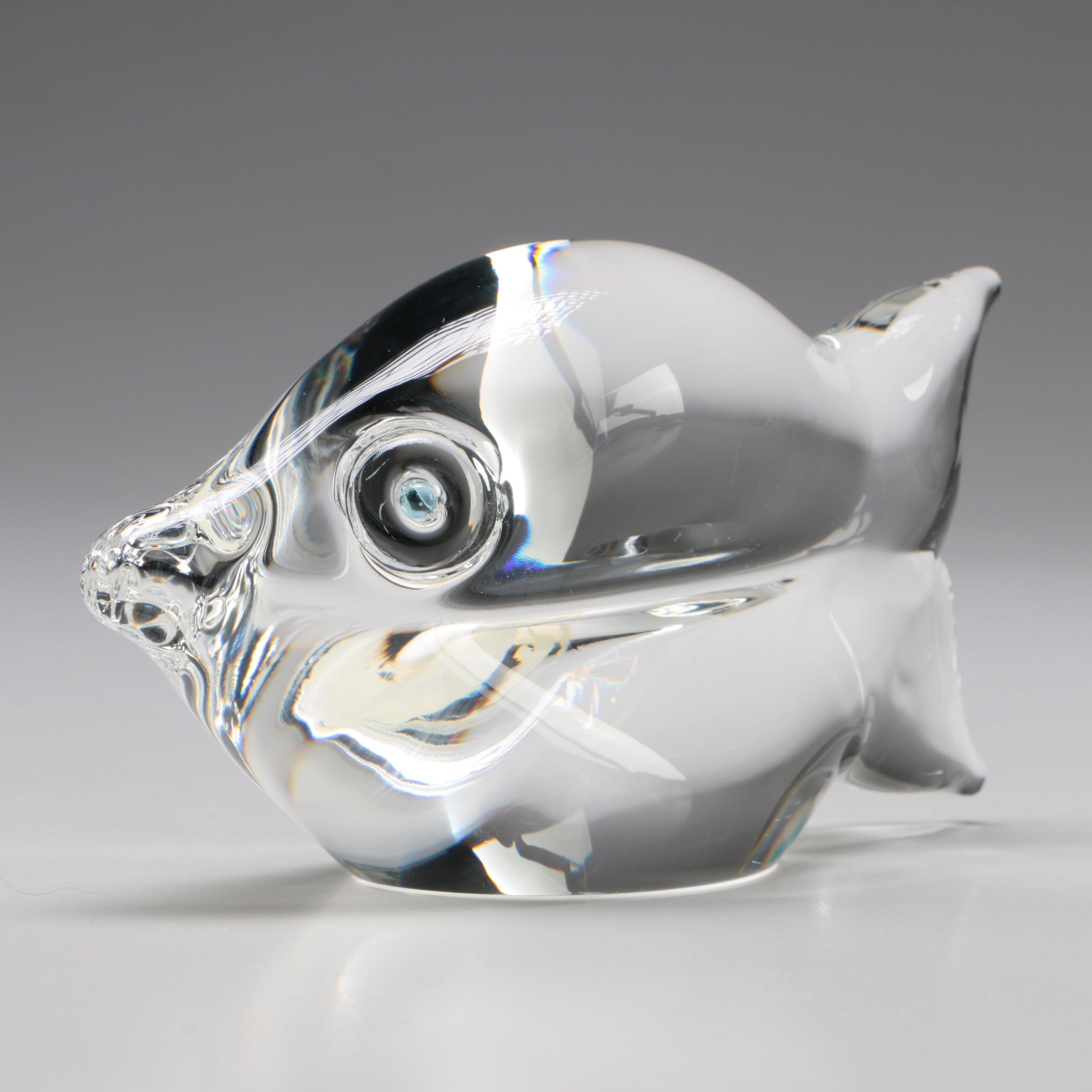 Steuben Art Glass Blue Eye Fish Figurine