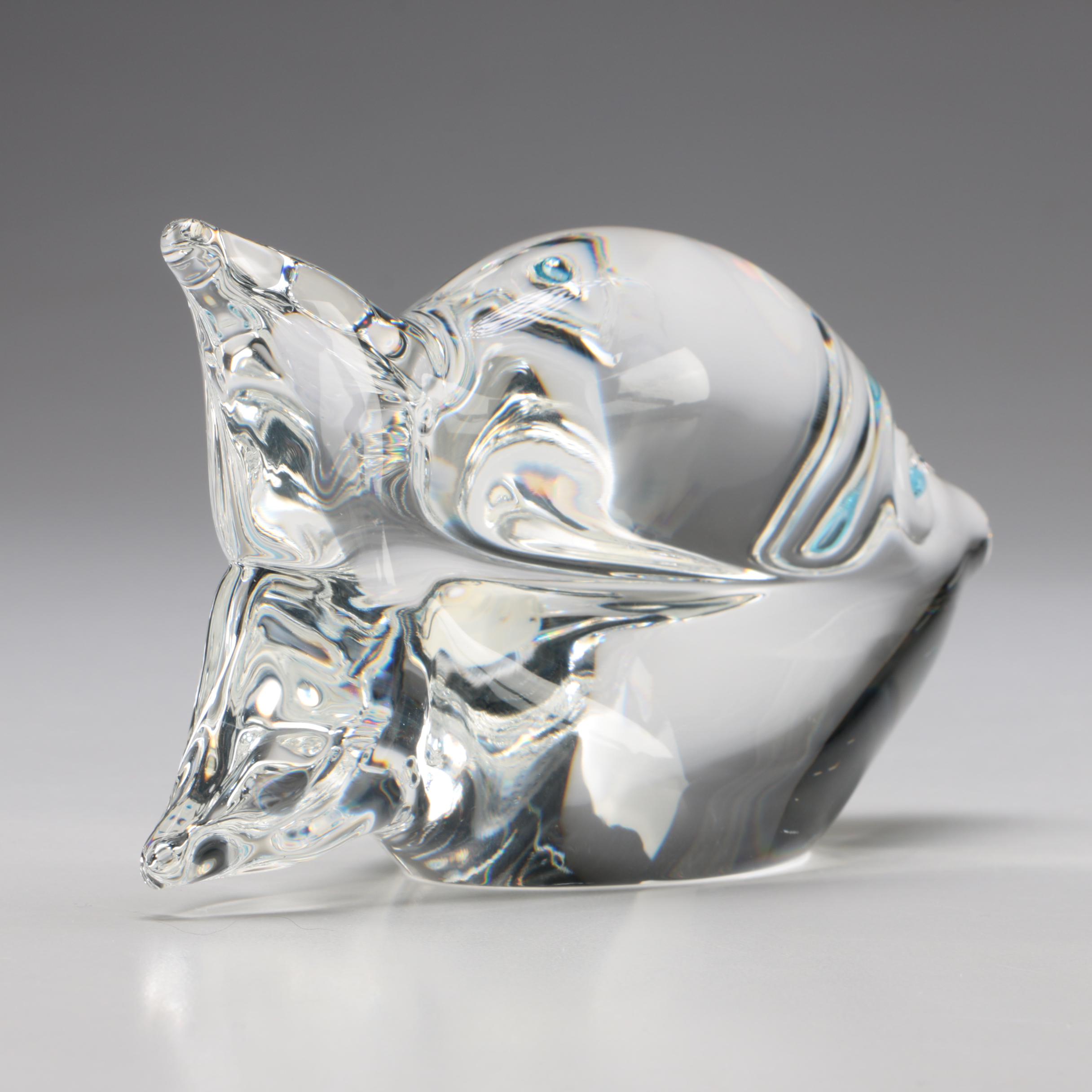 Steuben Art Glass Blue Eye Fish Figurine