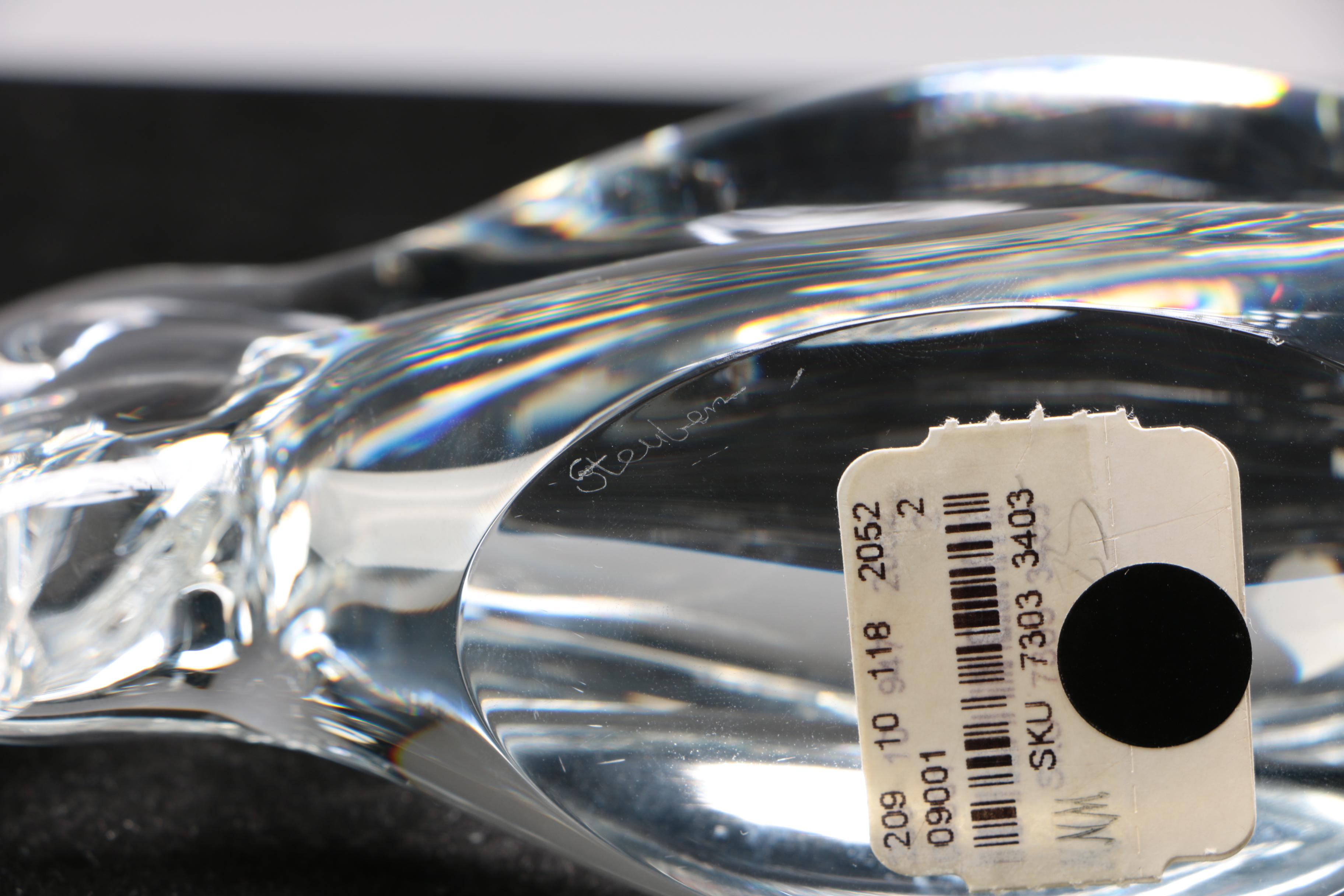 Steuben Art Glass Blue Eye Fish Figurine