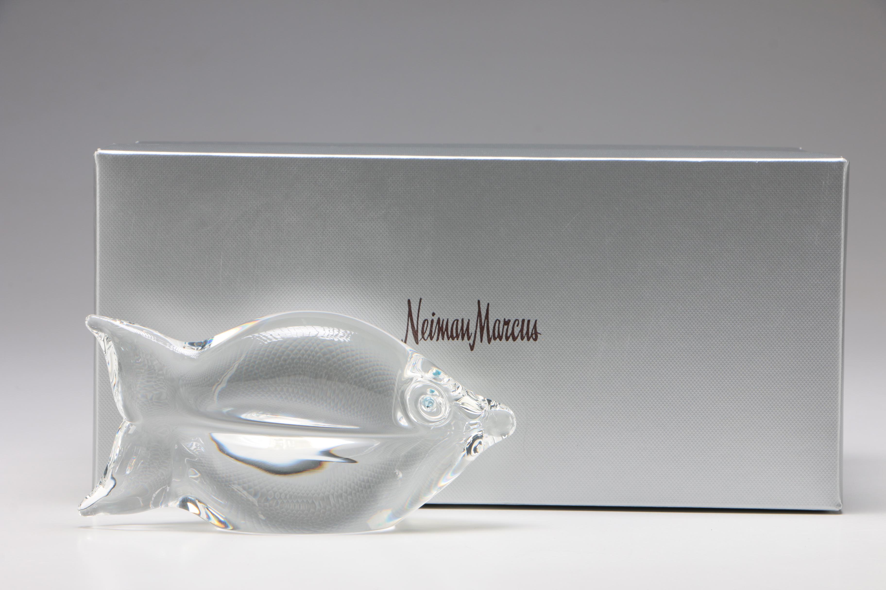 Steuben Art Glass Blue Eye Fish Figurine