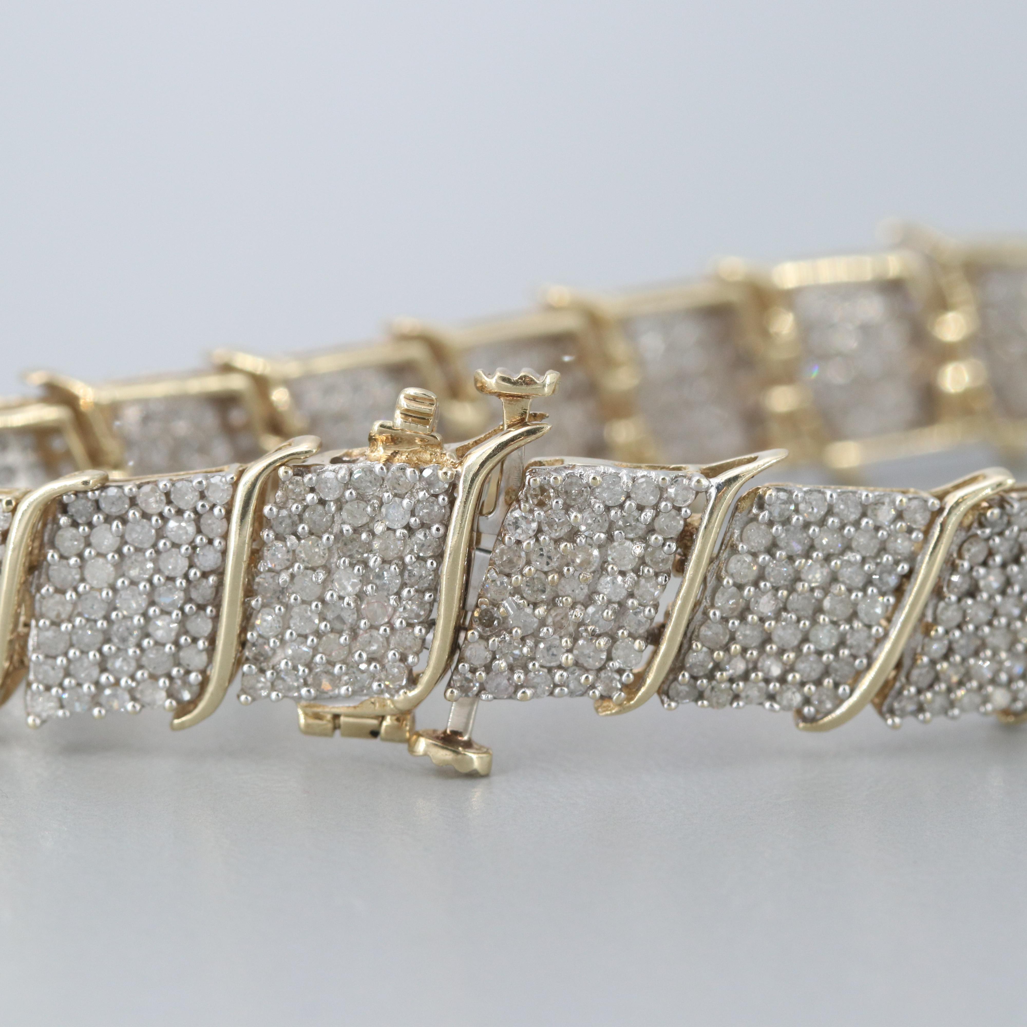 10K Yellow Gold 4.75 CTW Diamond Bracelet