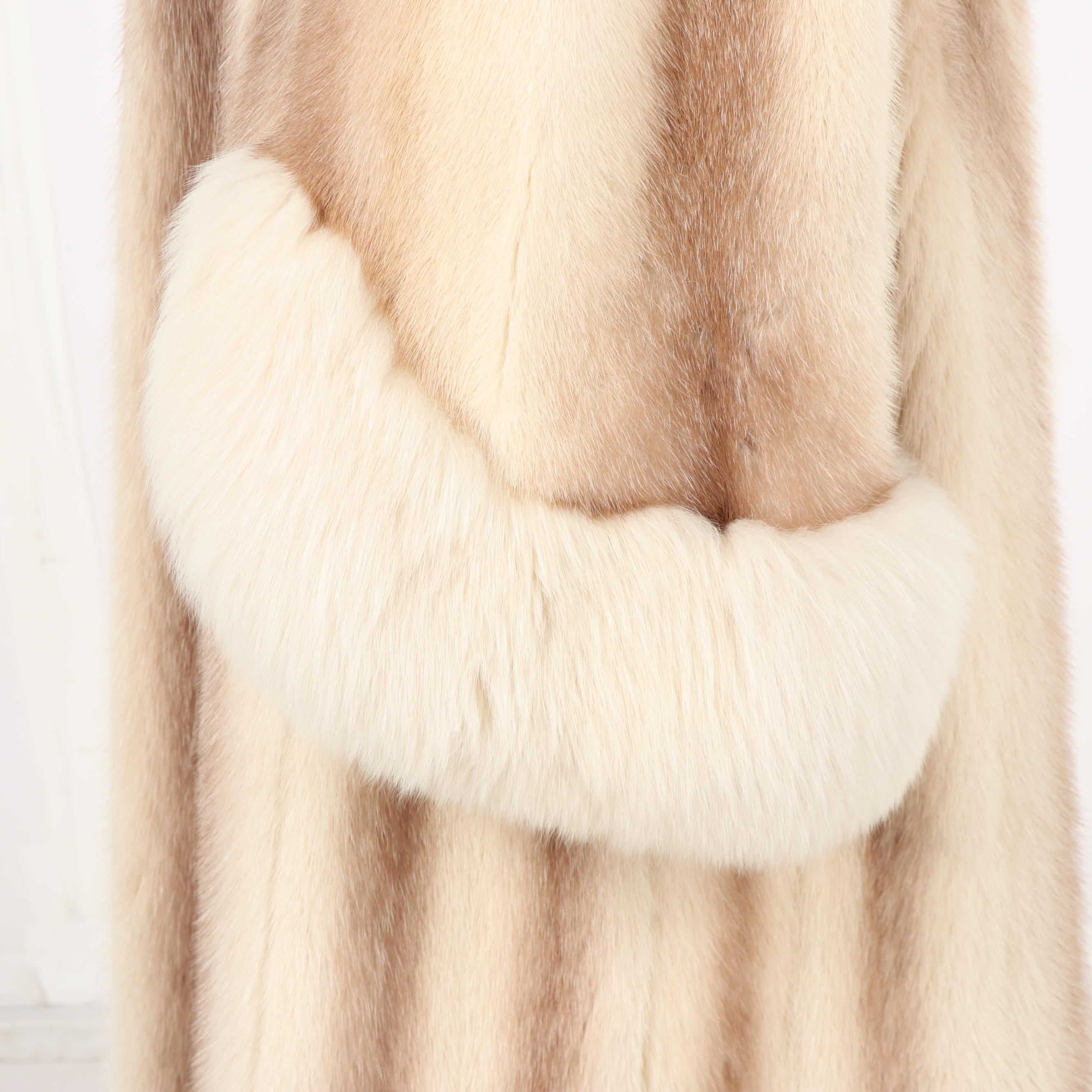 Women's Arcturus Mink Fur Coat with Hood and Fox Fur Trim