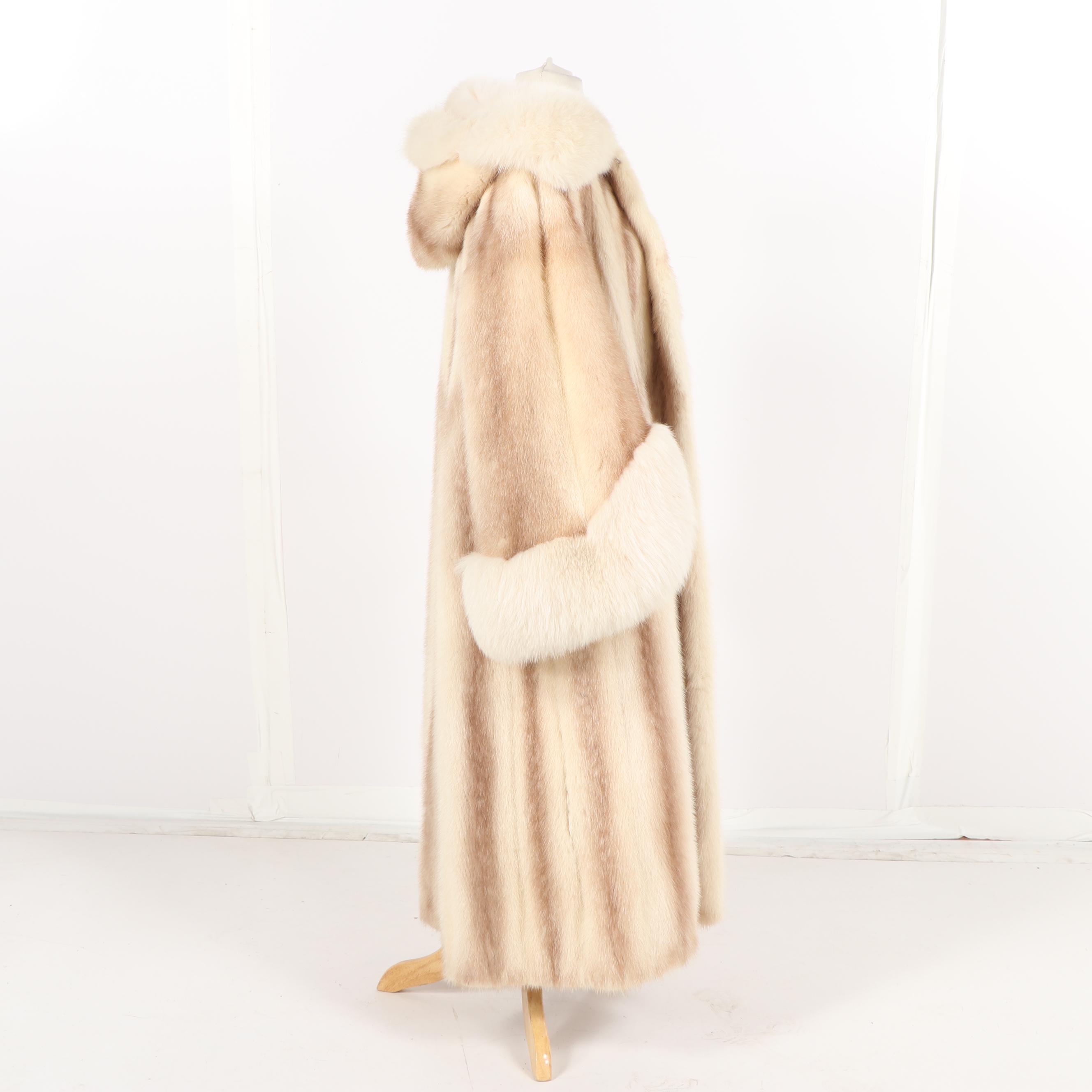 Women's Arcturus Mink Fur Coat with Hood and Fox Fur Trim