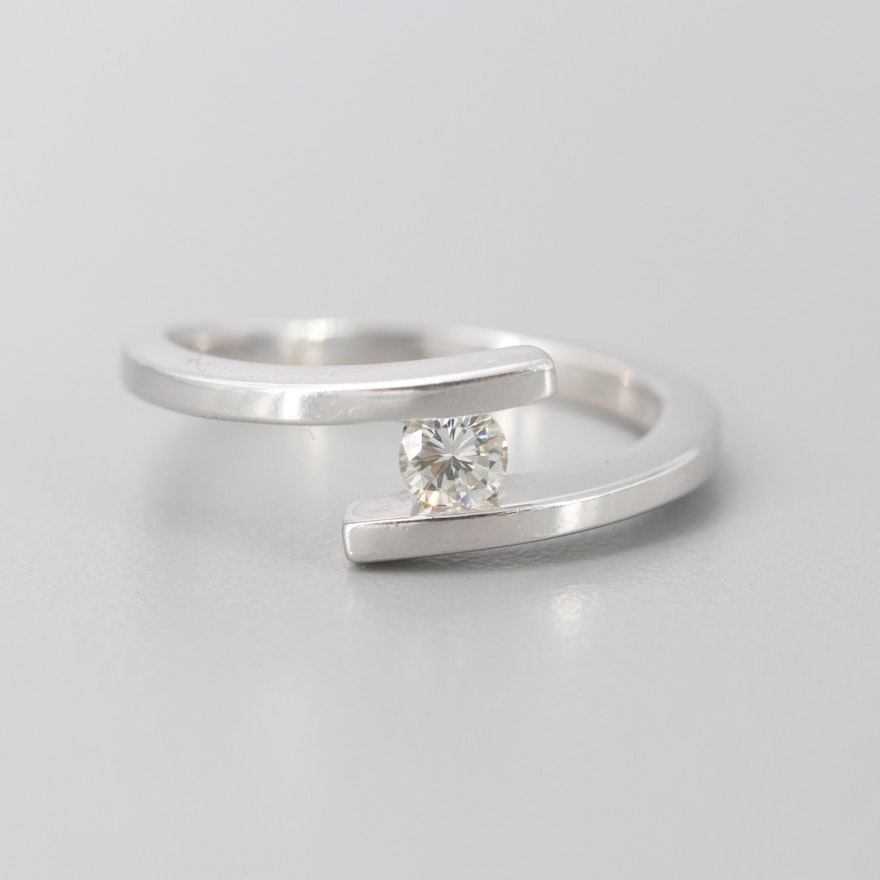 14K White Gold Diamond Bypass Ring