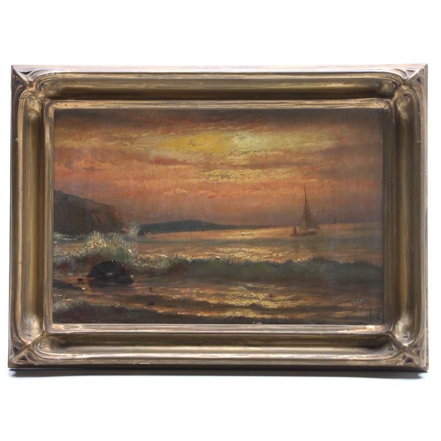 G. C. W. 1865 Coastal Landscape Oil Painting