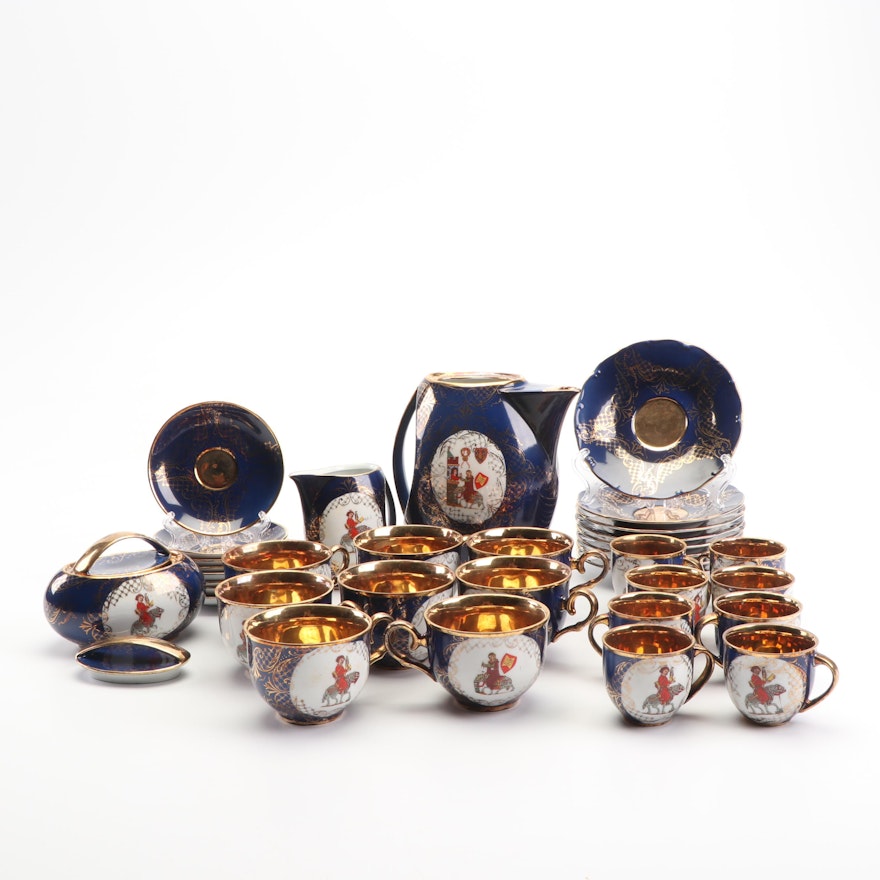 Limoges Cobalt and Gilt Porcelain Tea Service