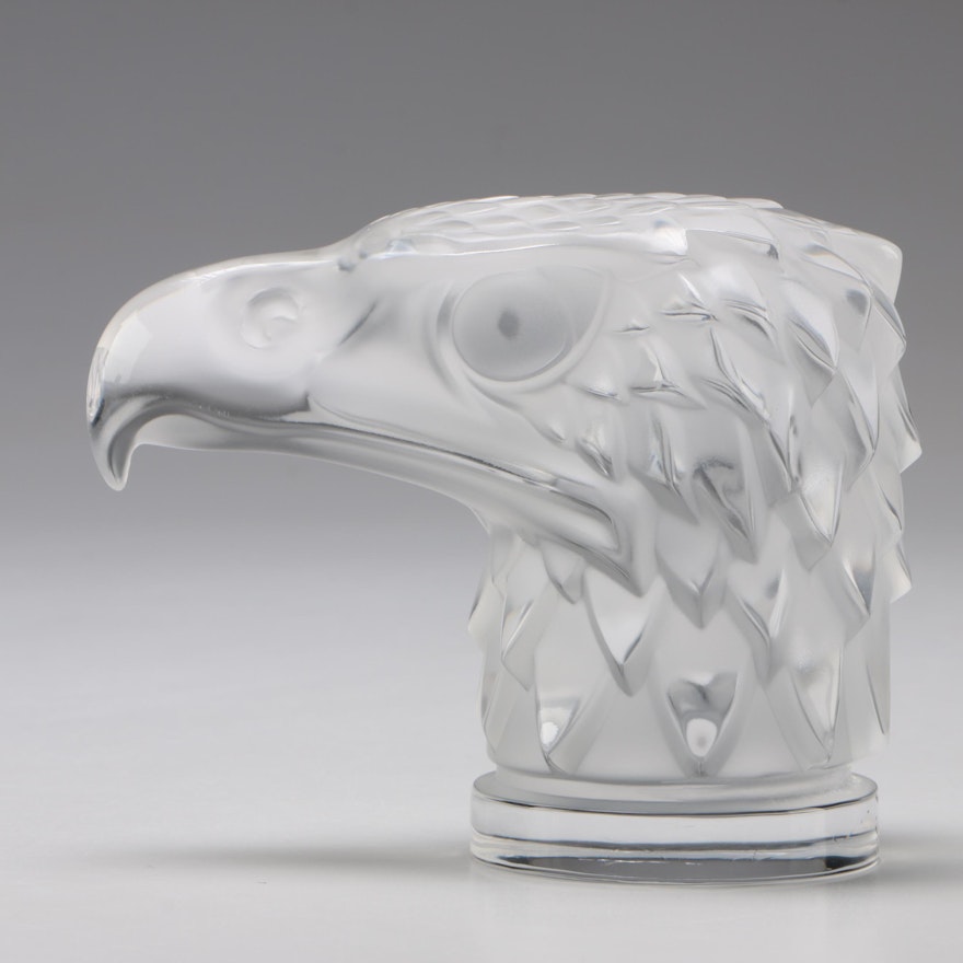 Lalique "Tete d'Aigle" Car Mascot Crystal Paperweight, Mid-Century