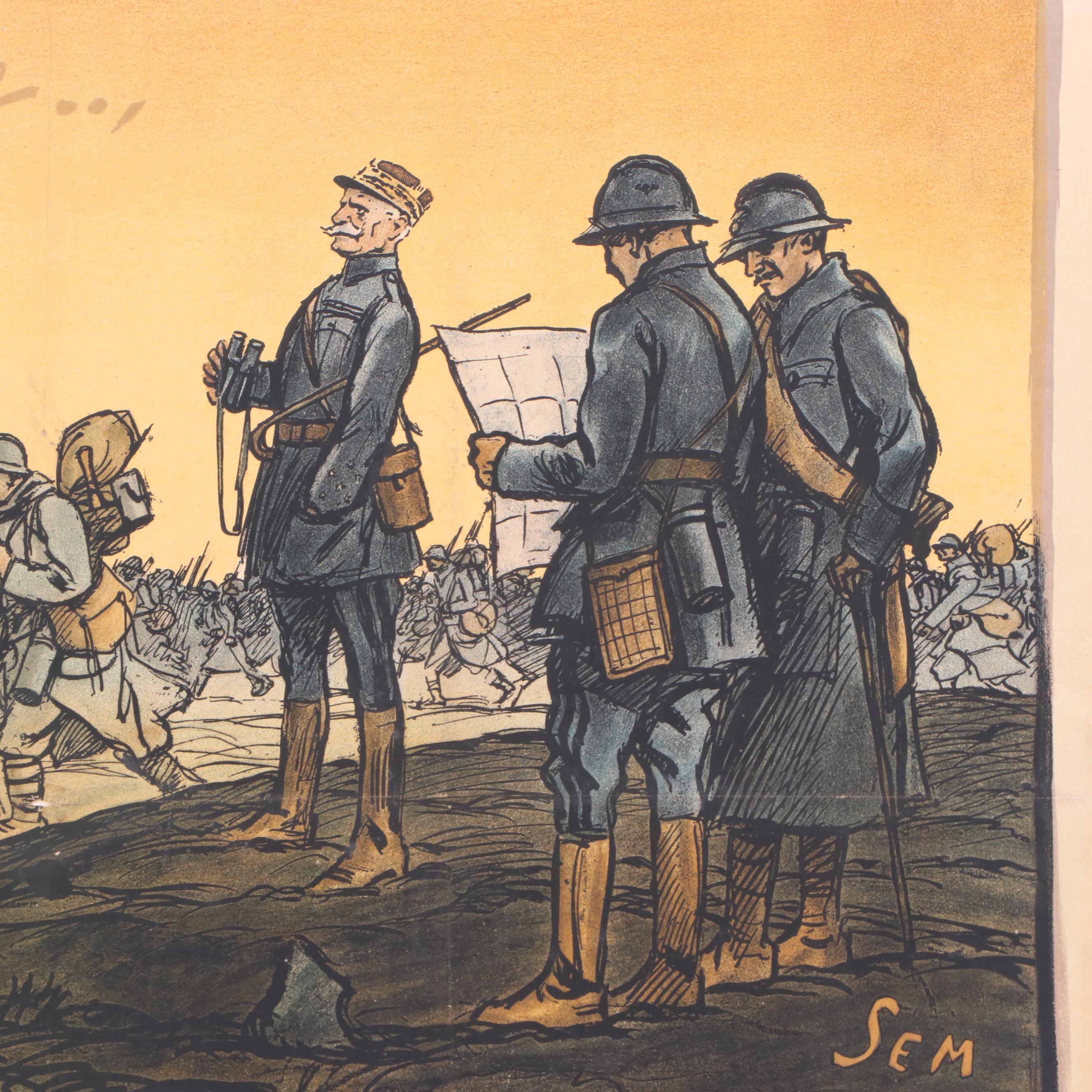 French WWI Loan Poster Designed by Georges Goursat "Sem", c. 1915