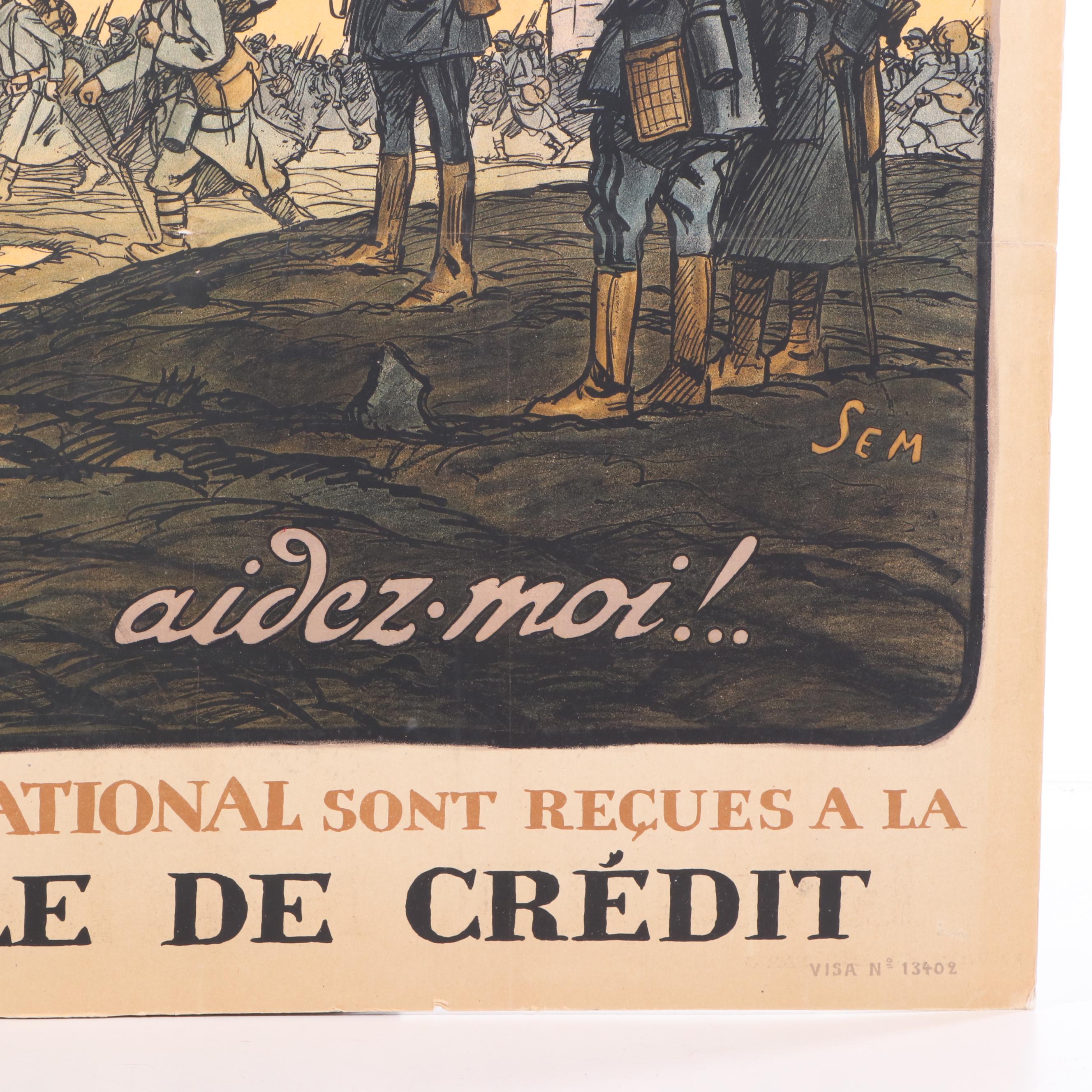 French WWI Loan Poster Designed by Georges Goursat "Sem", c. 1915