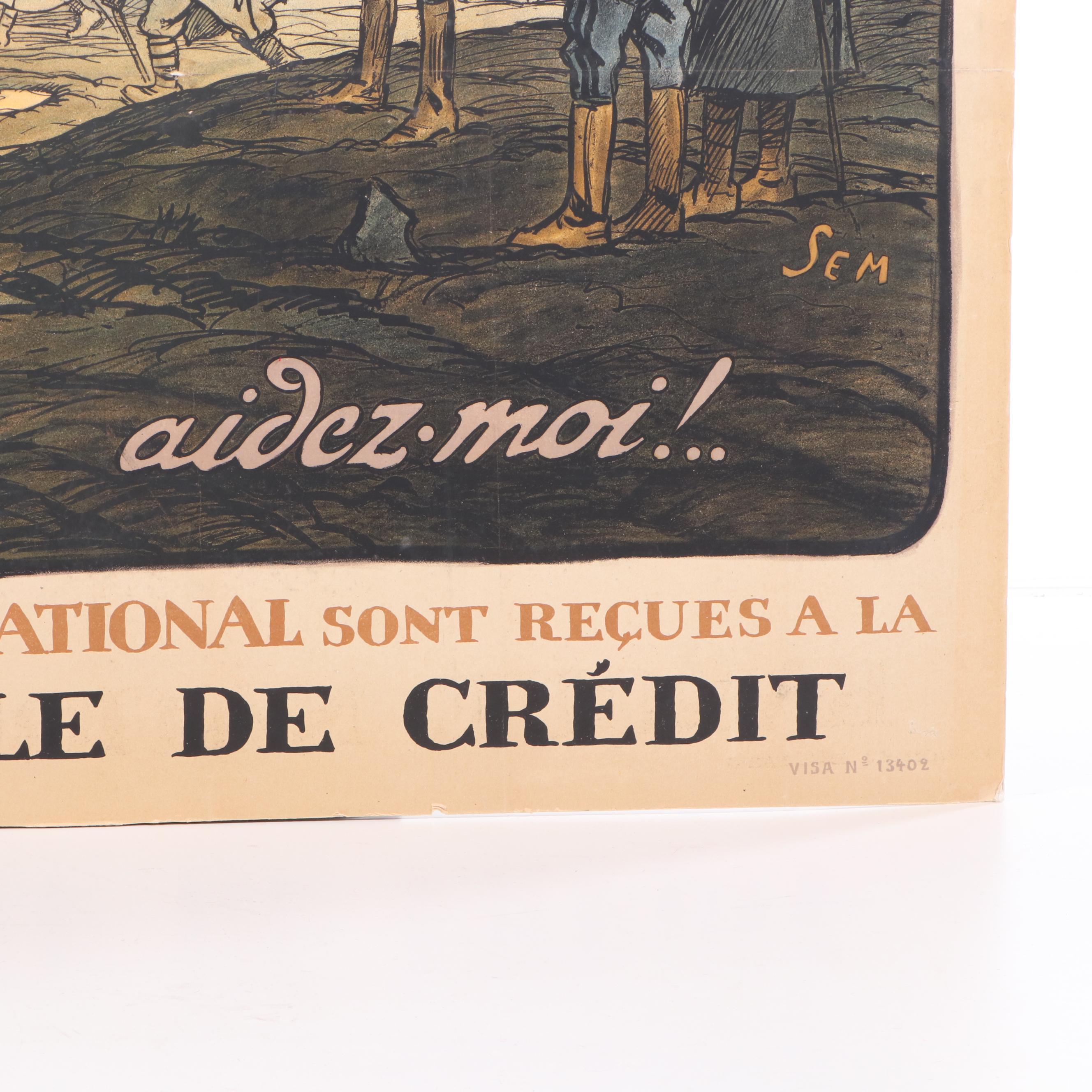 French WWI Loan Poster Designed by Georges Goursat "Sem", c. 1915