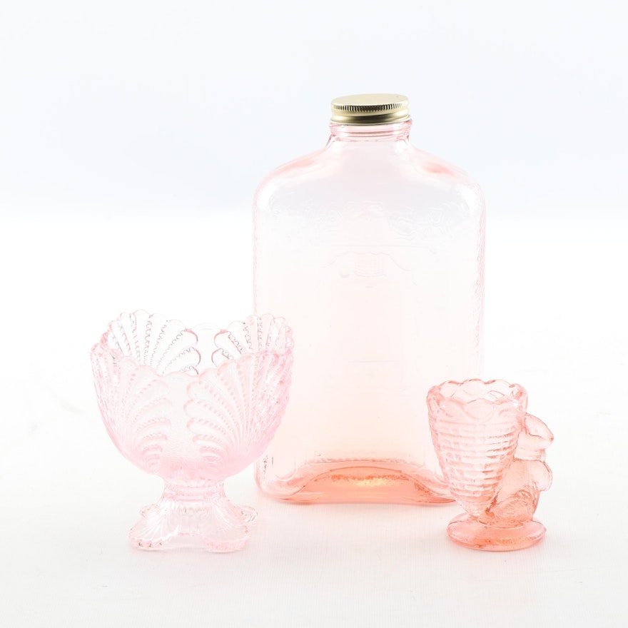 Depression Glass Tableware Including Fenton Style Bunny Egg Cup