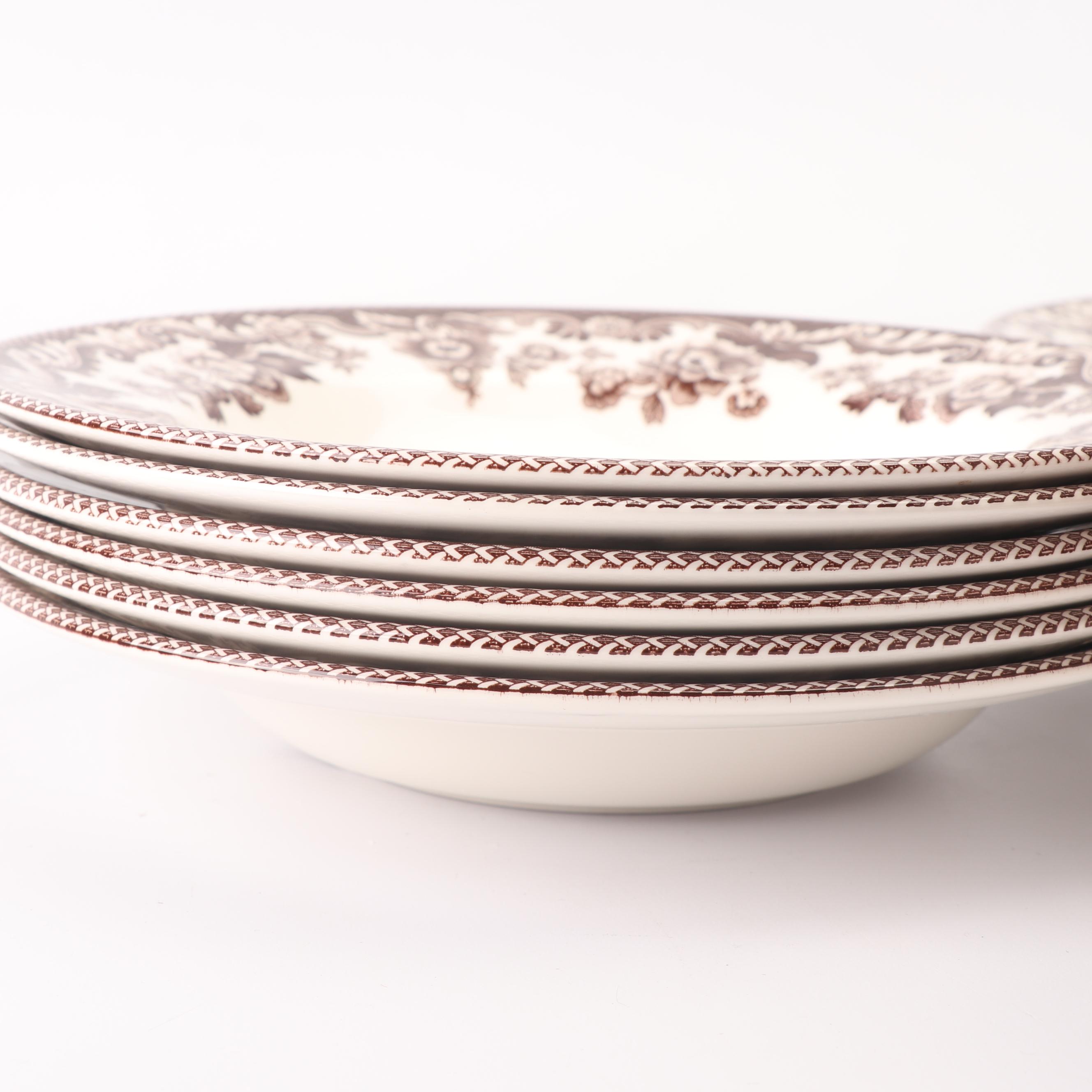 Spode "Delamere Brown" Transfer-Printed Dinnerware Service for Six