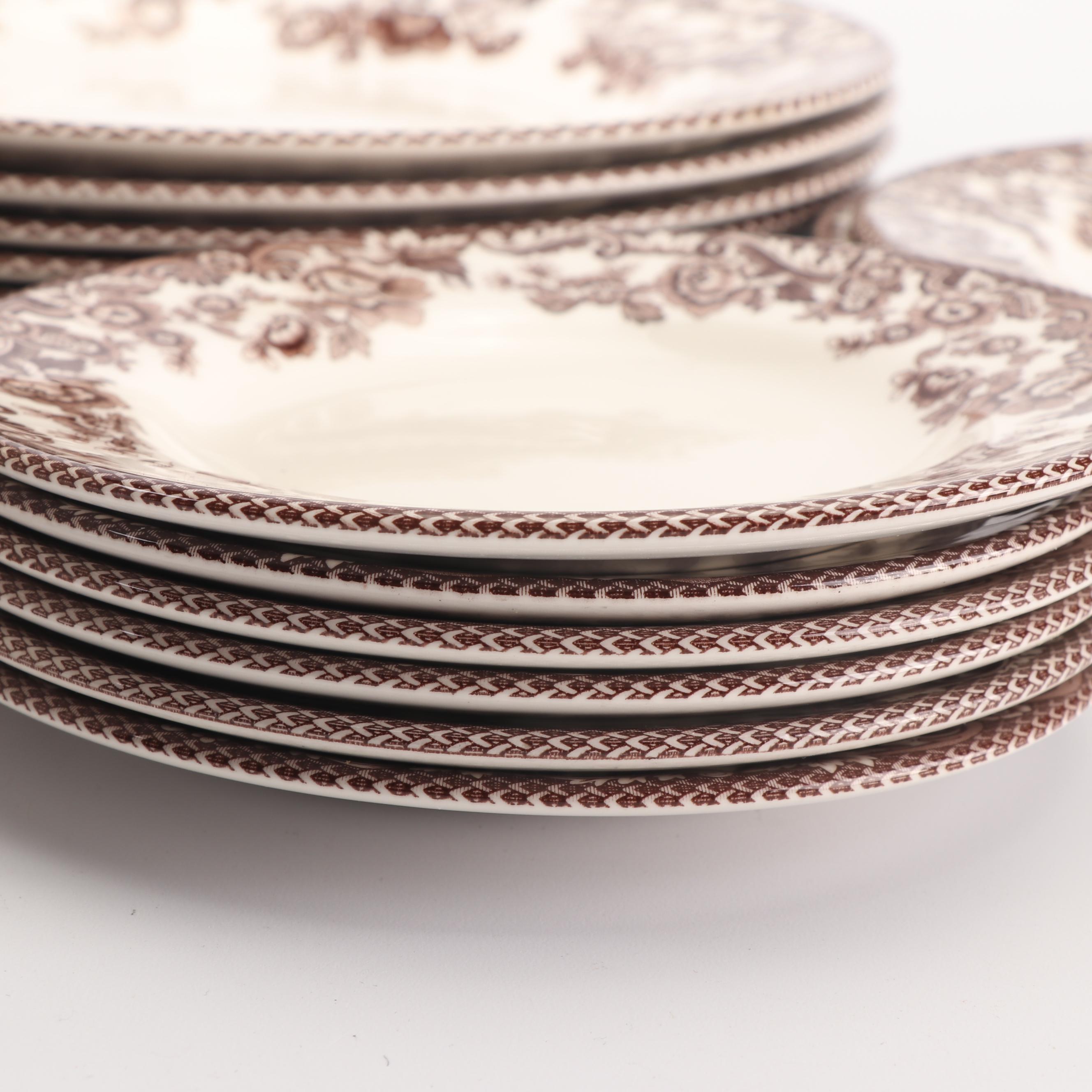 Spode "Delamere Brown" Transfer-Printed Dinnerware Service for Six