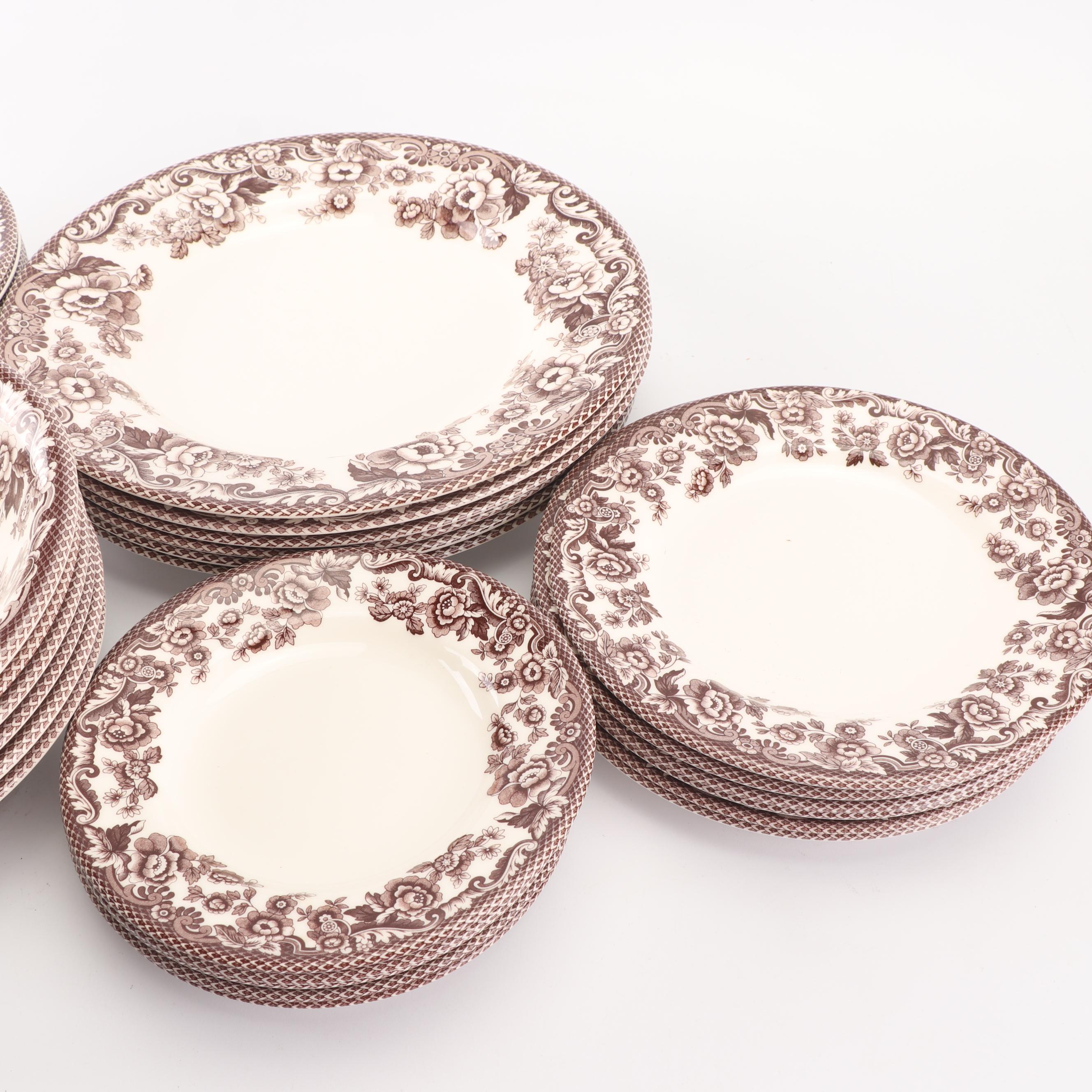 Spode "Delamere Brown" Transfer-Printed Dinnerware Service for Six