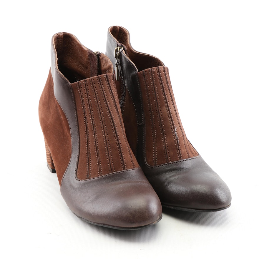 Women's Daniella Lehavi Brown Leather and Suede Ankle Booties