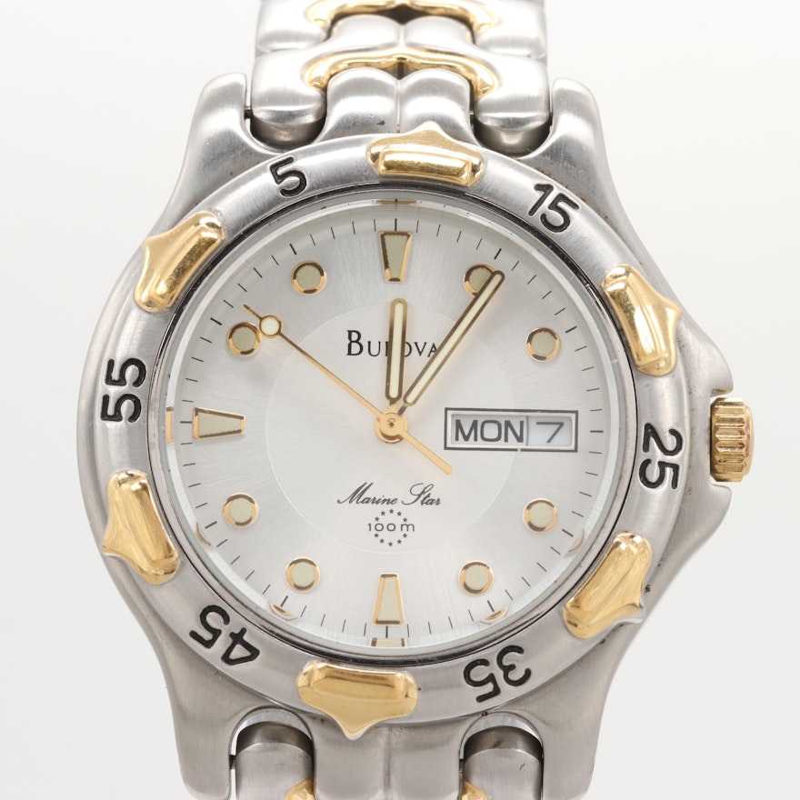 Bulova Marine Star Two-Tone Day-Date Quartz Wristwatch