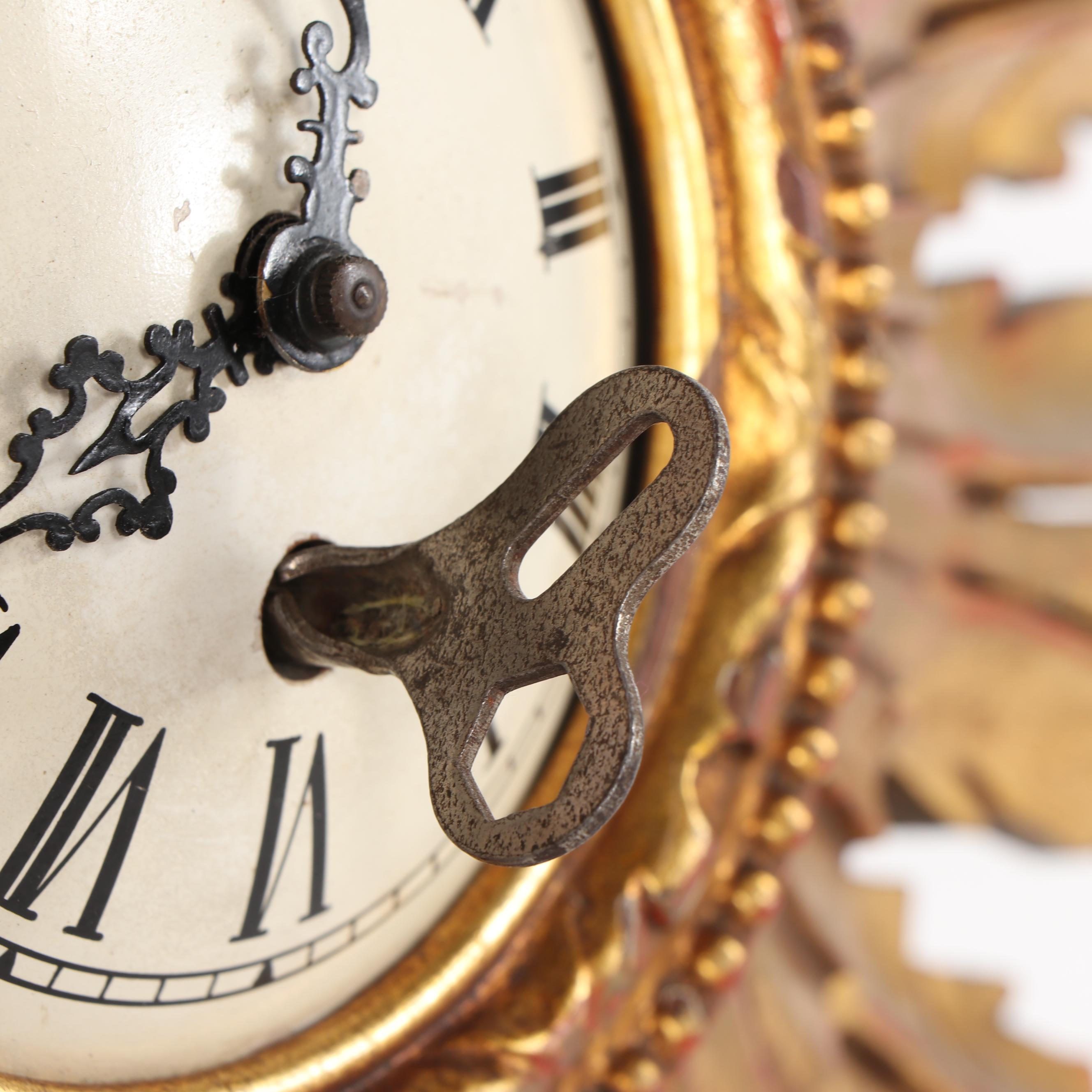 Gilt Wood Starburst Wall Clock