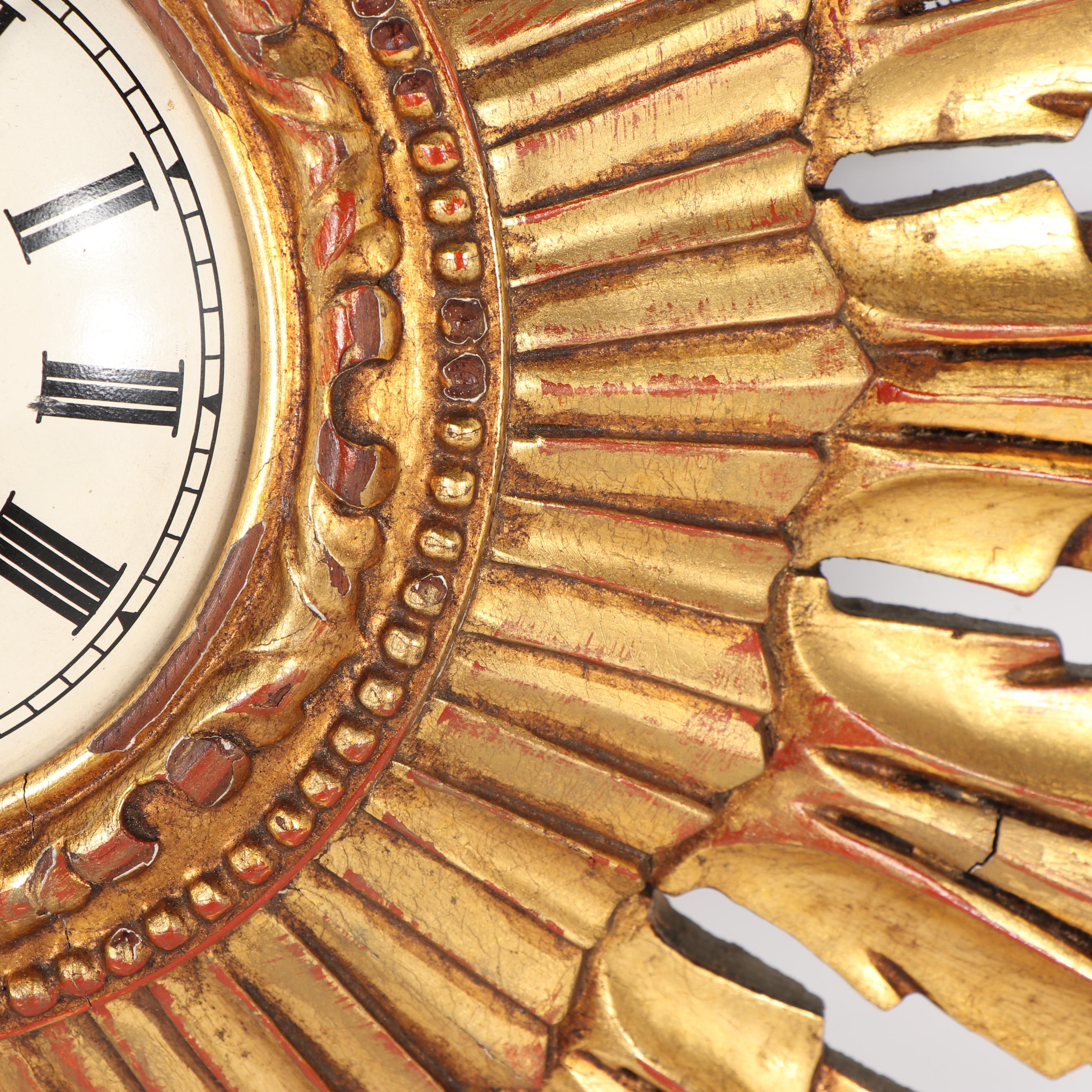 Gilt Wood Starburst Wall Clock