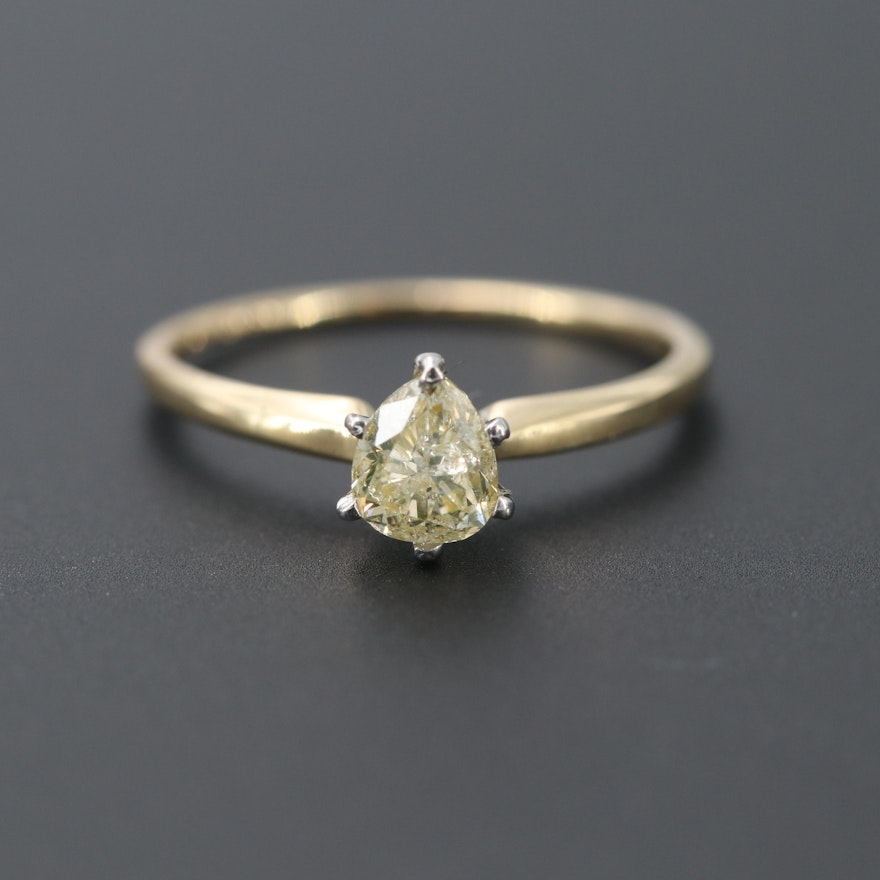 18K Yellow Gold and Platinum Diamond Ring