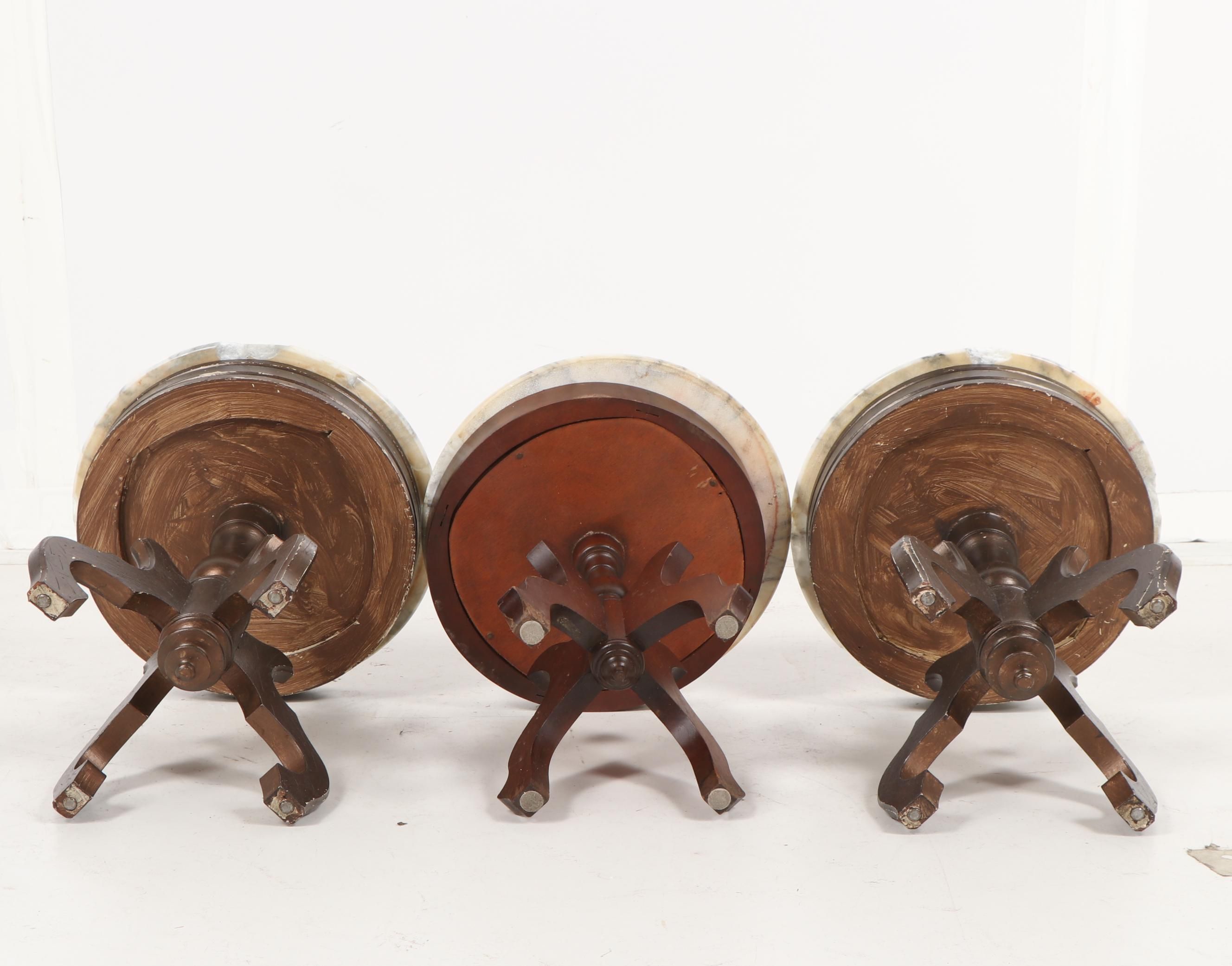 Victorian Style Wood and Marble Side Tables, Early 20th Century
