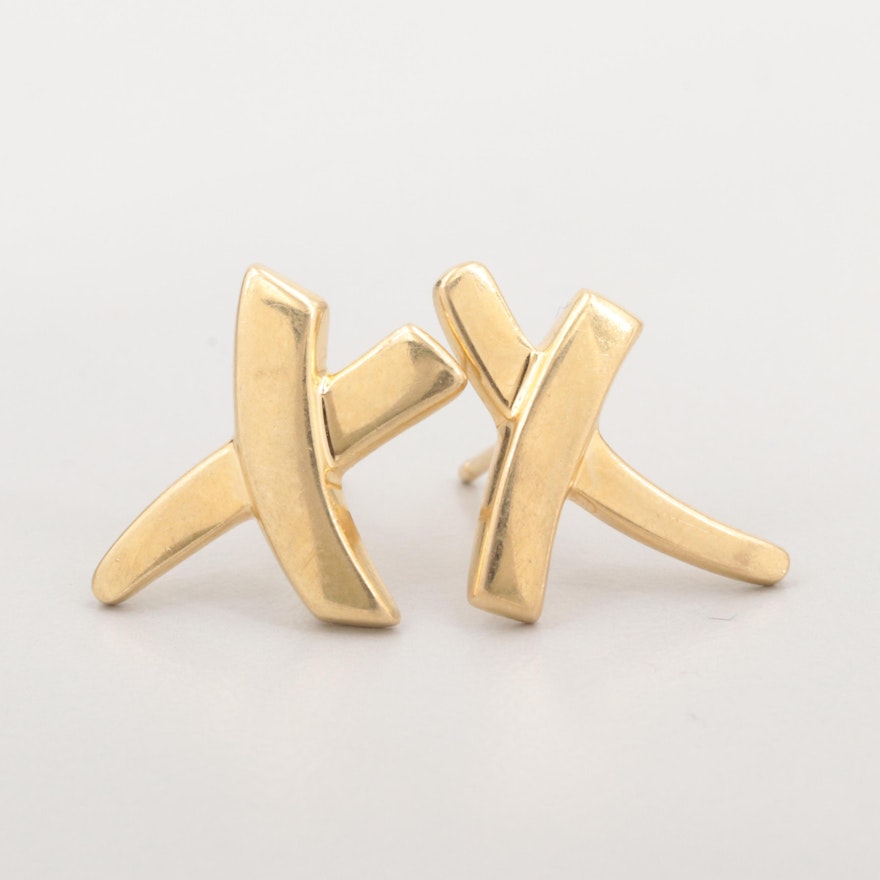 Vintage Paloma Picasso for Tiffany & Co "Graffiti" 14K Yellow Gold Earrings