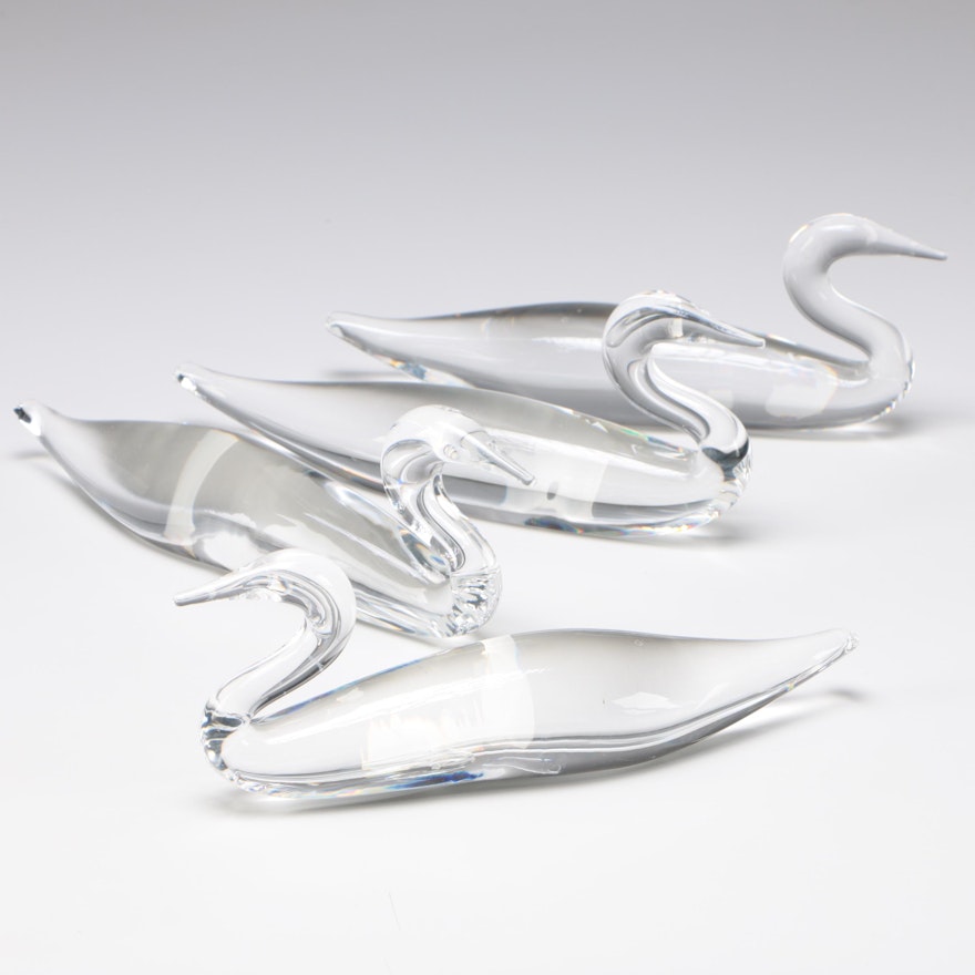 Steuben Art Glass "Shore Bird" Figurines by James Houston, After 1975