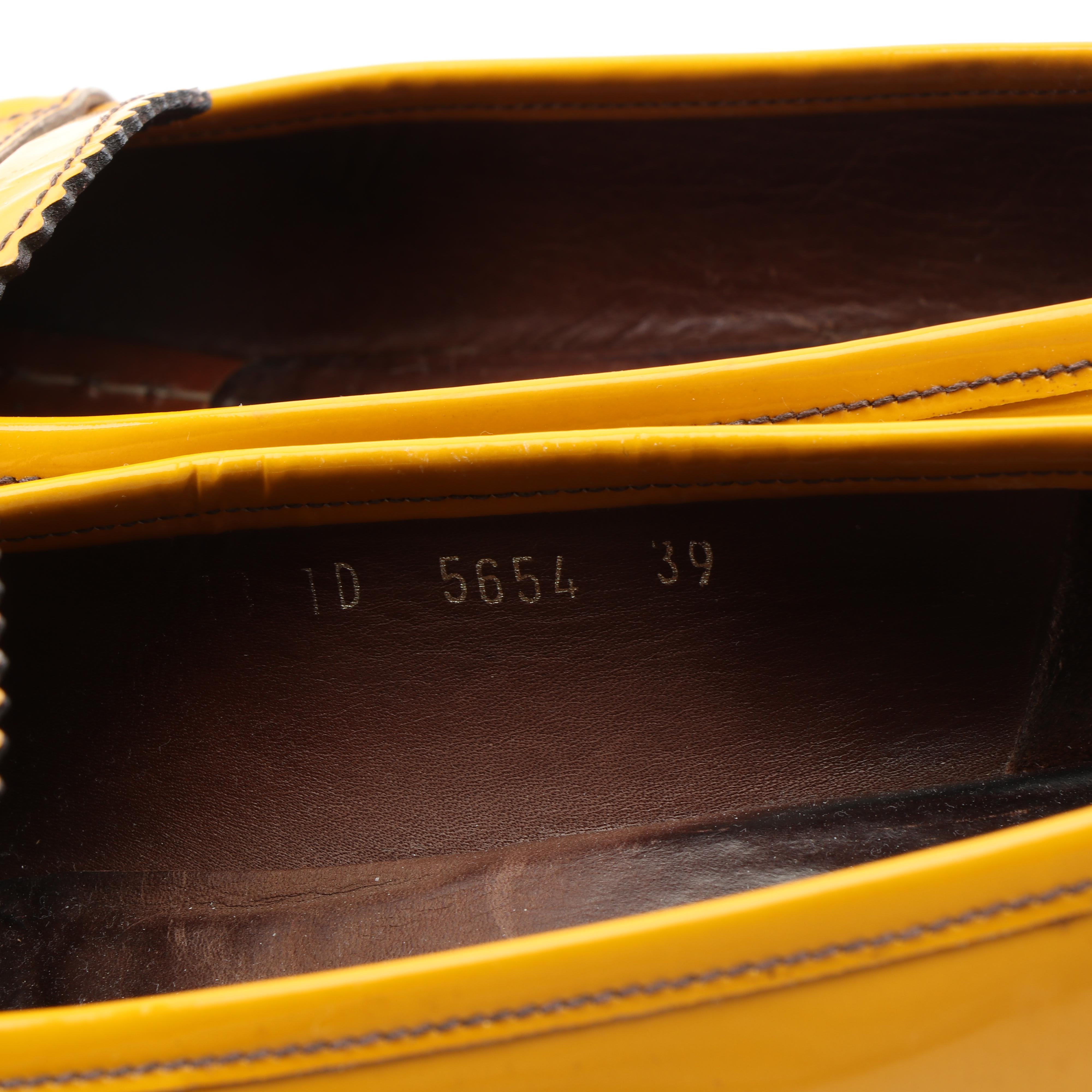 Women's Prada Mustard Yellow Patent Leather Loafers, Made in Italy