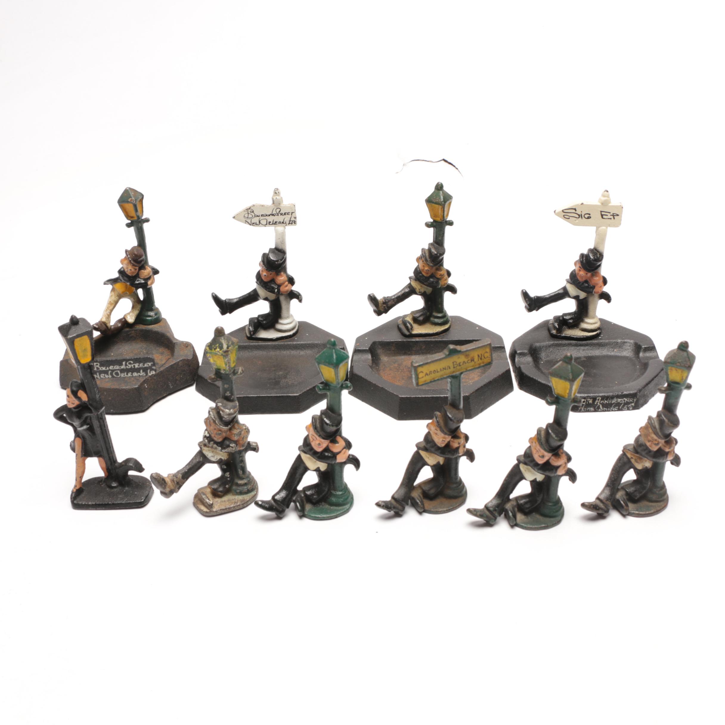 John Wright Cast Iron Commemorative Figurines and Ash Receivers