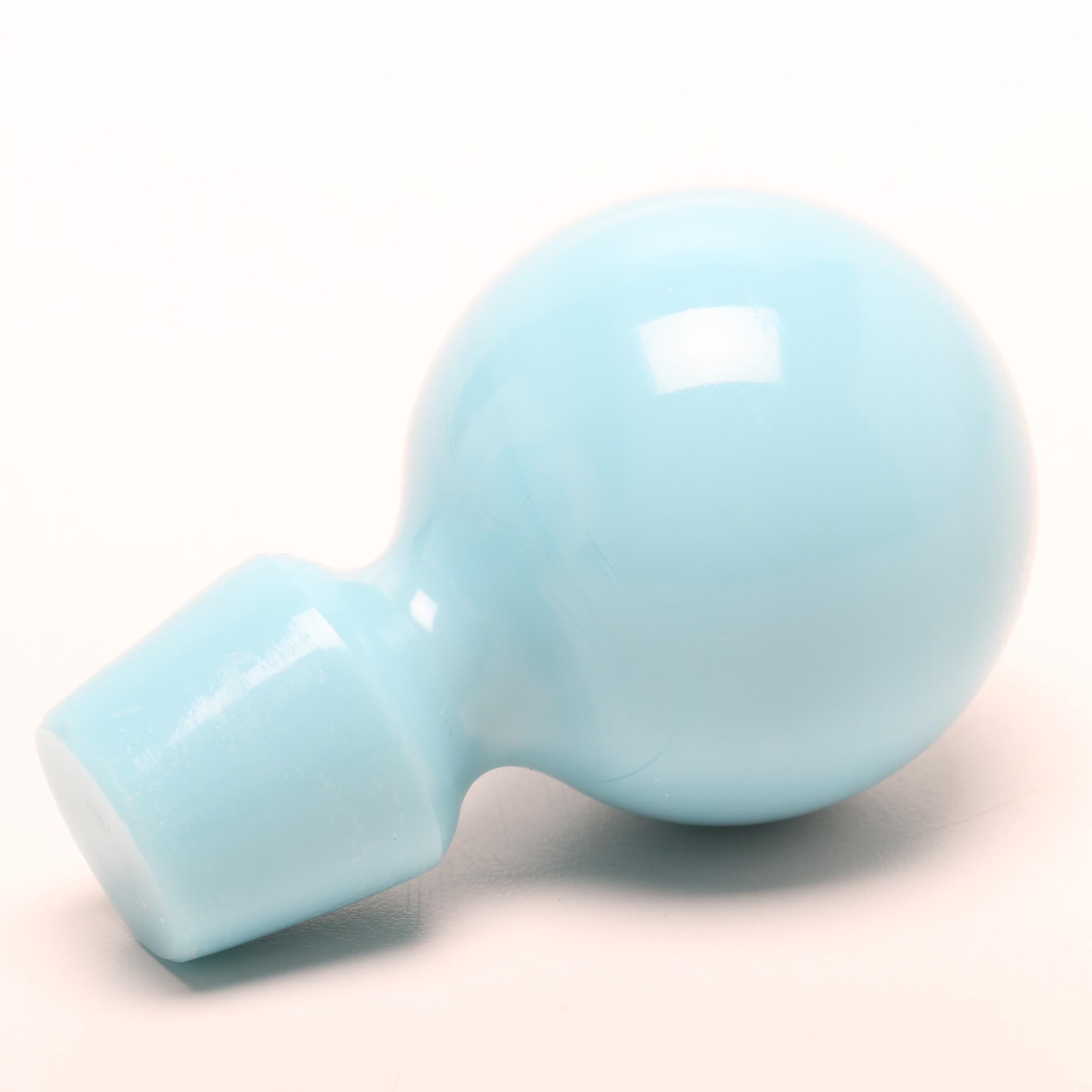 French Portieux Vallerysthal Blue Opaline Blown Glassware Decanter with Cordials