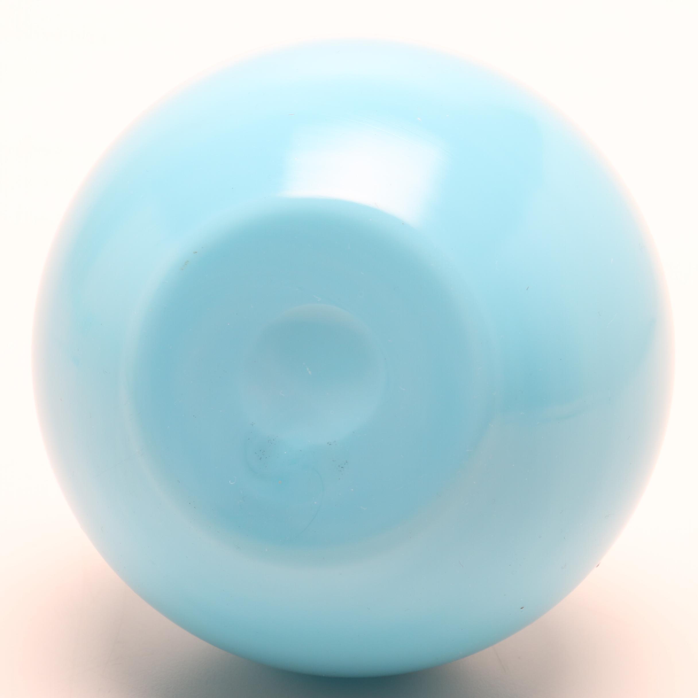 French Portieux Vallerysthal Blue Opaline Blown Glassware Decanter with Cordials