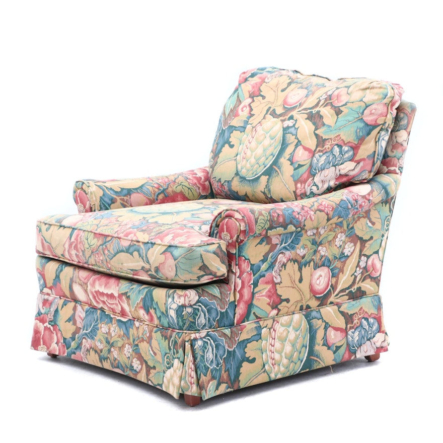 Linen Print Club Chair by Fairington, Late 20th Century