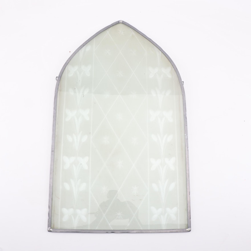 Etched Glass Cathedral Window Hanging Panel