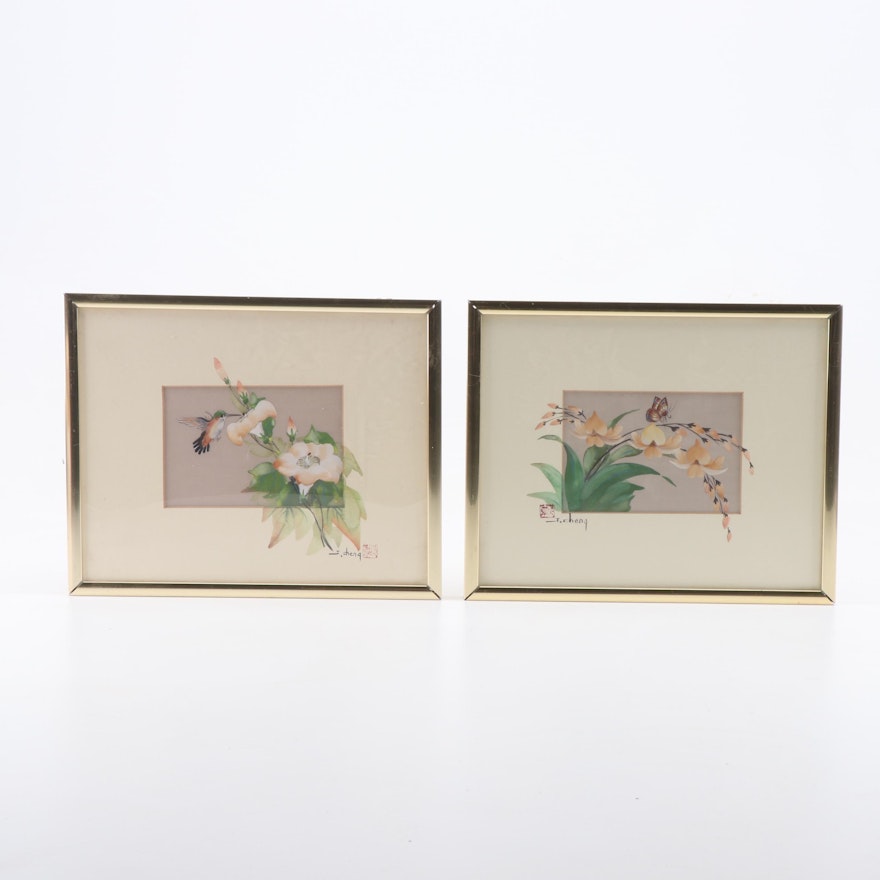 John Cheng Silk Paintings of Flowers