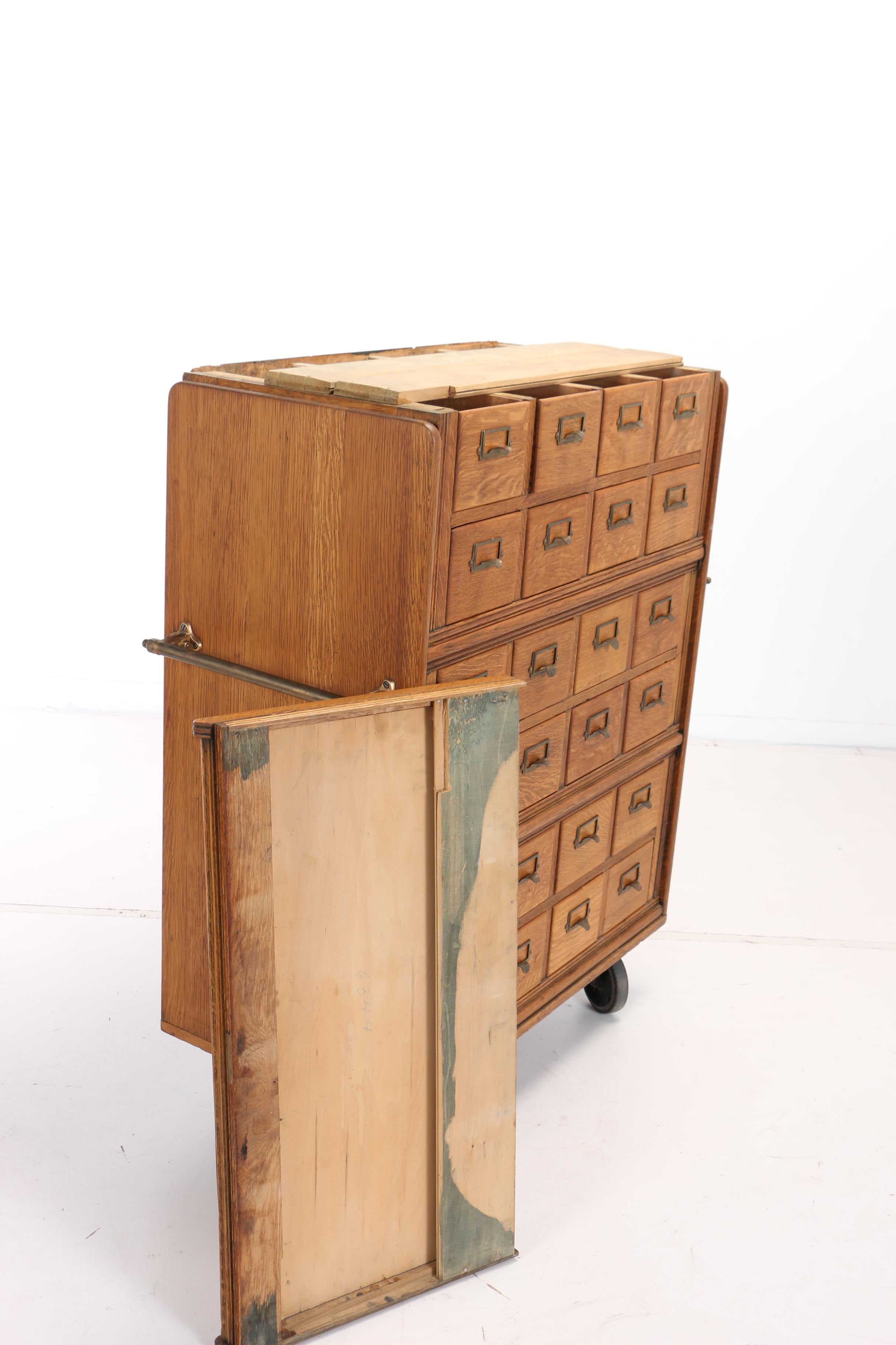 Oak Rolling Library Card Catalog by Yawman and Erbe Mfg. Co., Early 20th Century