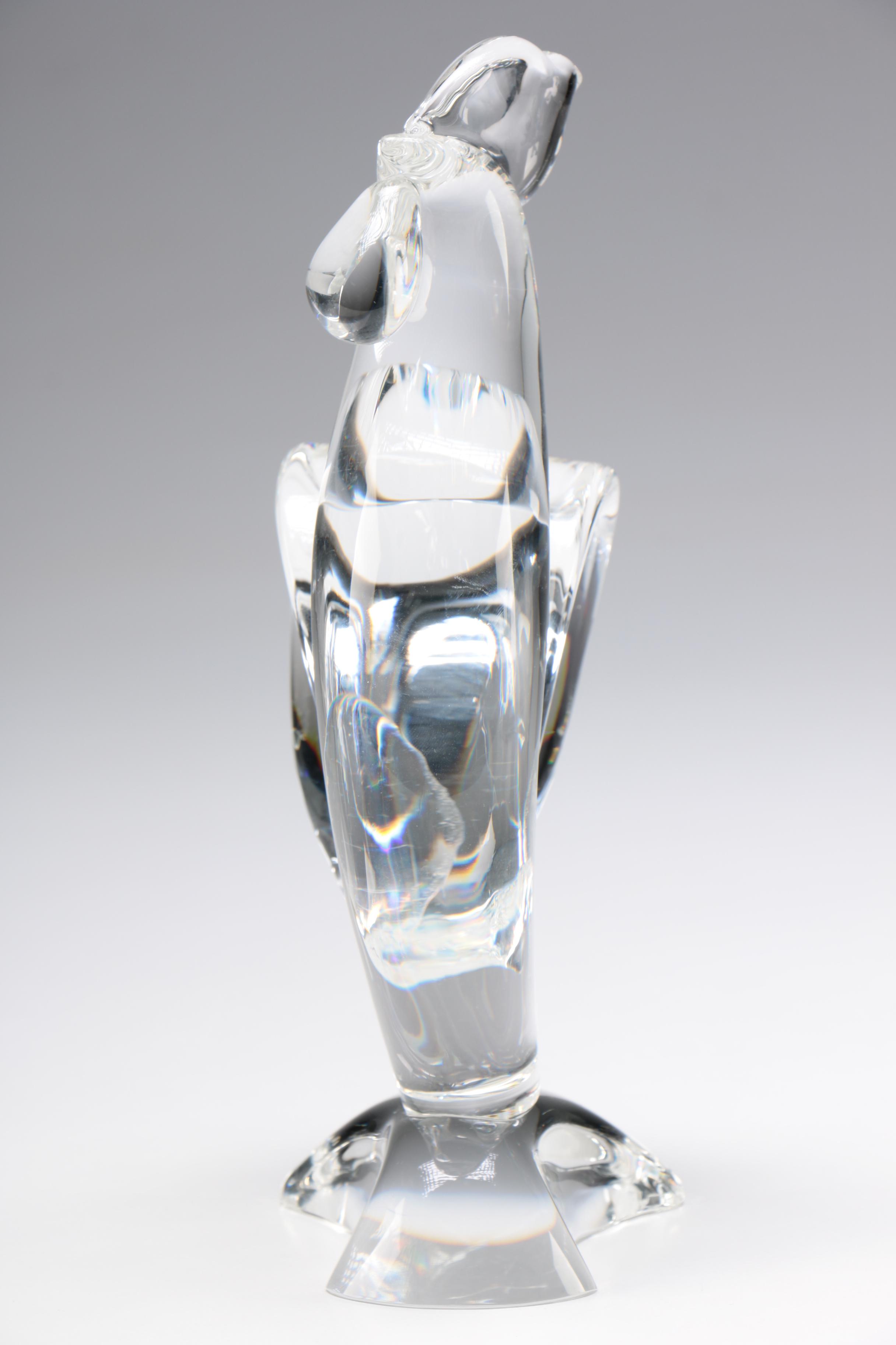 Steuben Art Glass "Rooster" Figurine by Lloyd Atkins, Mid/ Late 20th Century