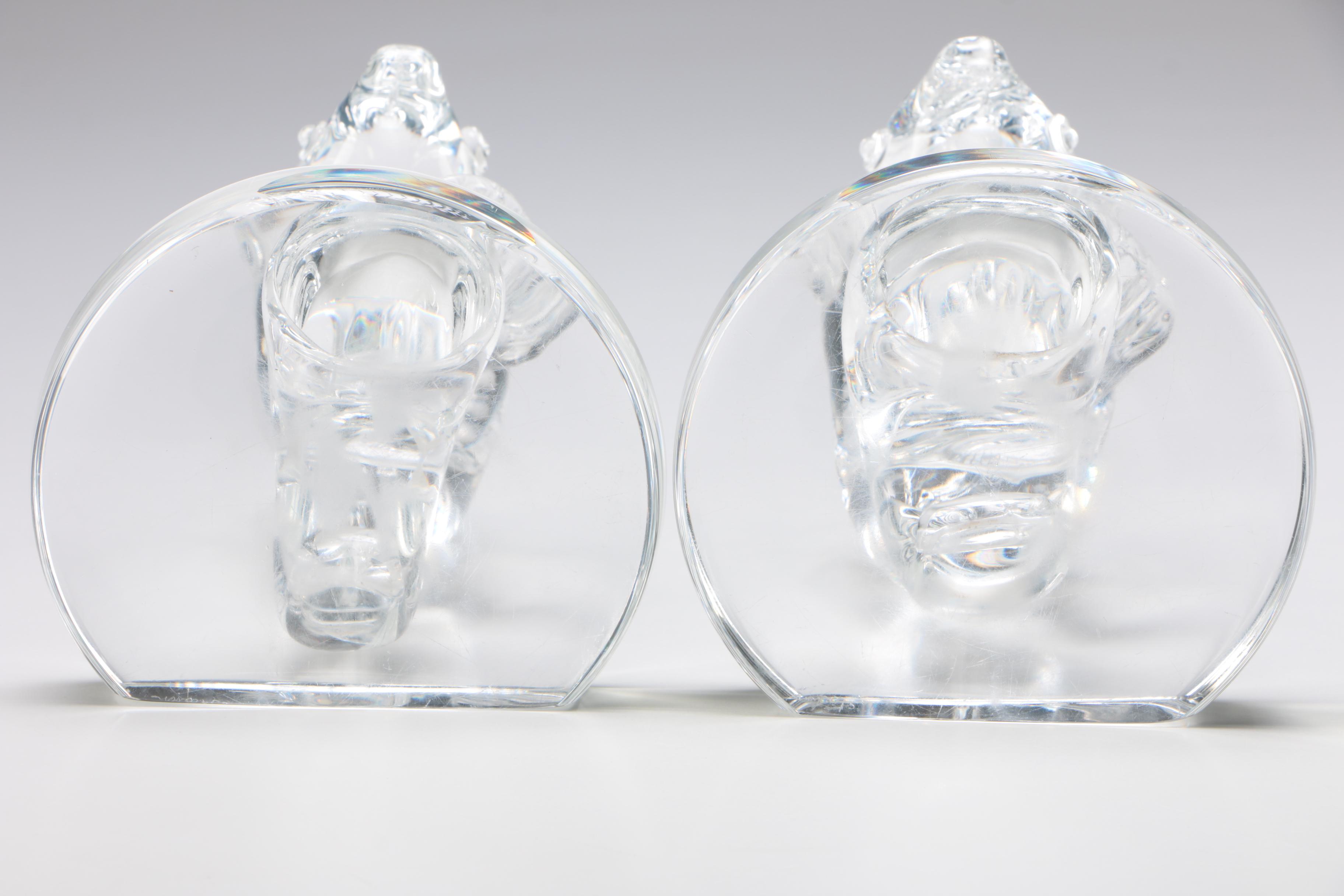 Steuben Art Glass "Dolphin" Bookends, c.1930 - 1940s