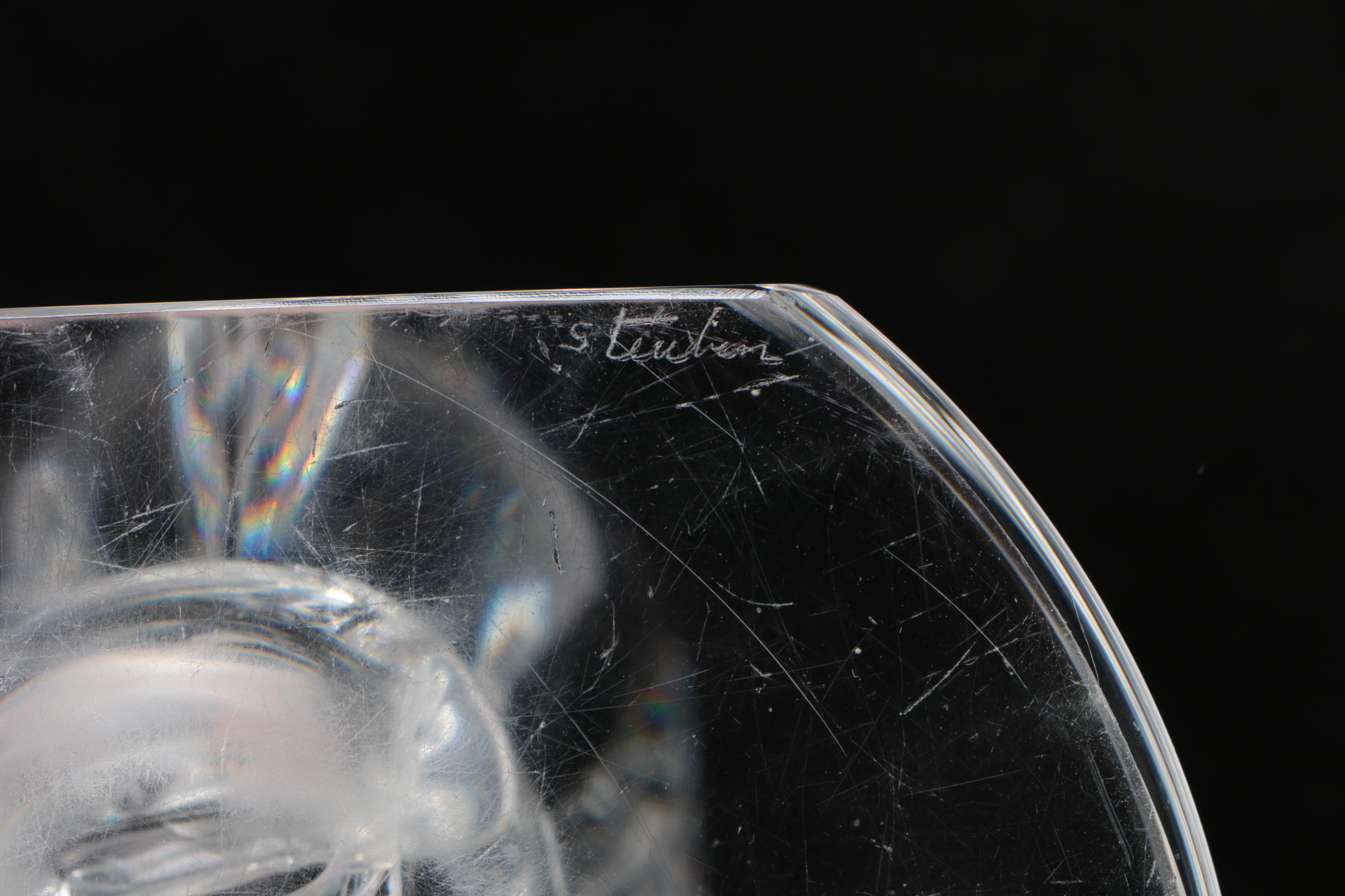 Steuben Art Glass "Dolphin" Bookends, c.1930 - 1940s