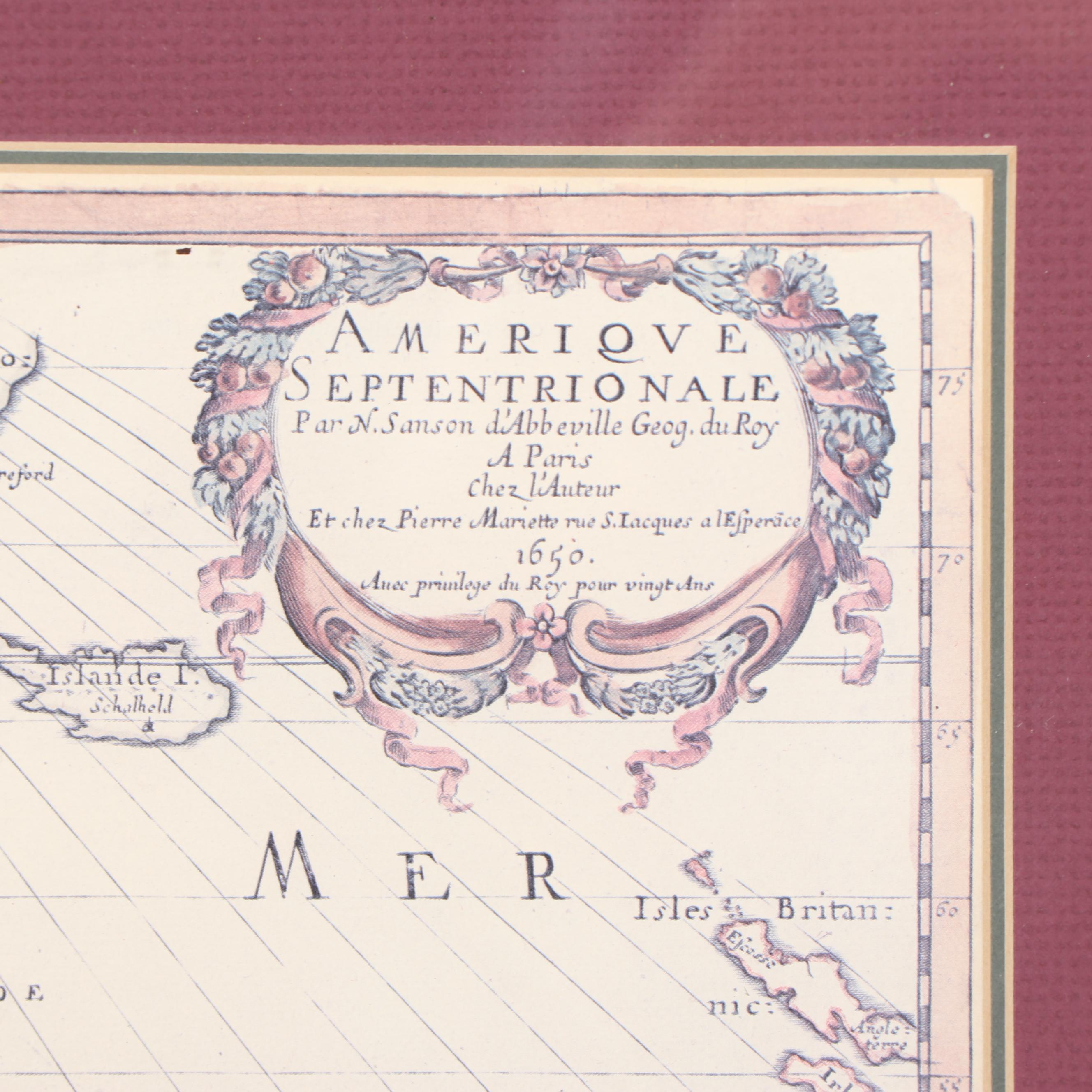 Offset Lithograph After the French Map "Amerique Septentrionale"