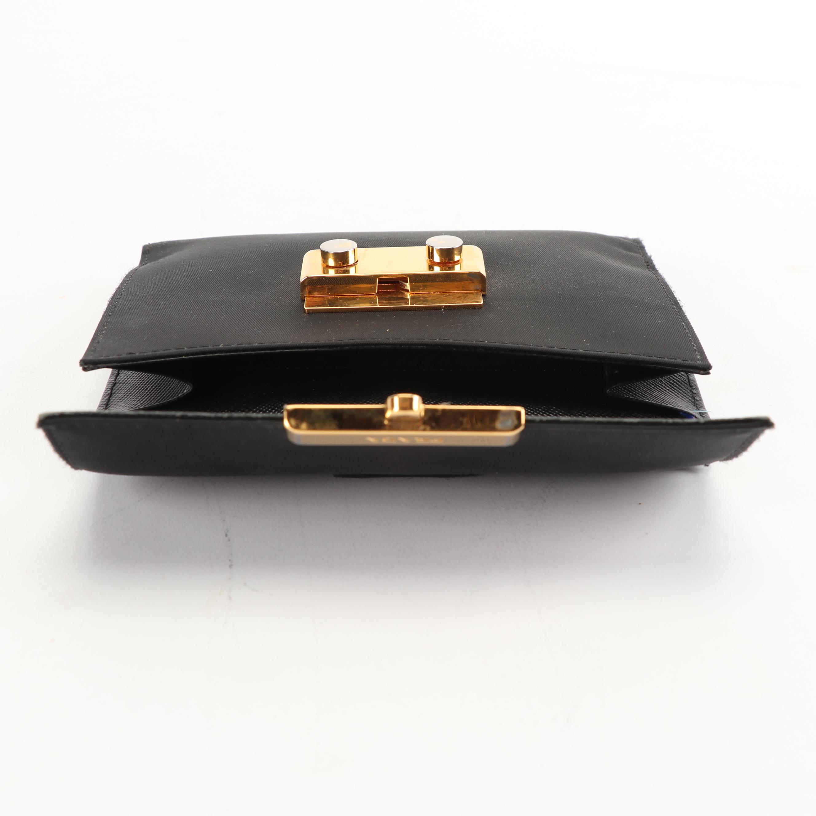 Prada Black Nylon and Saffiano Leather Bifold Wallet