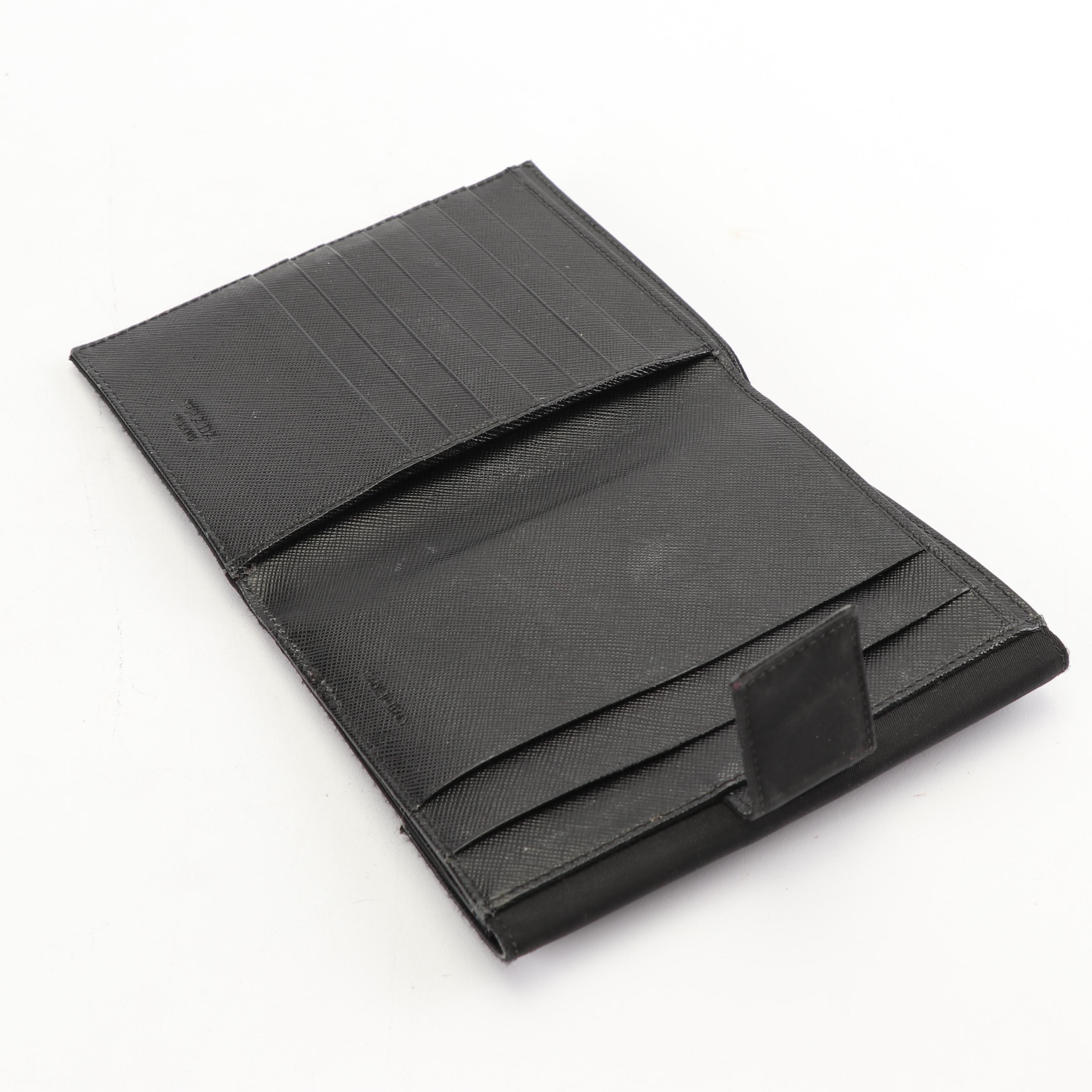 Prada Black Nylon and Saffiano Leather Bifold Wallet