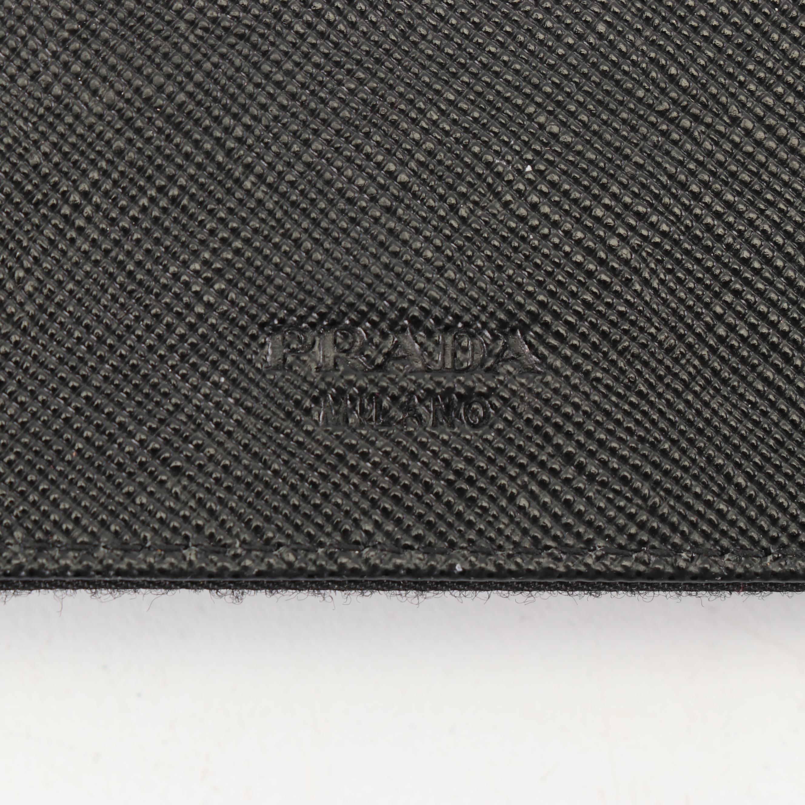 Prada Black Nylon and Saffiano Leather Bifold Wallet
