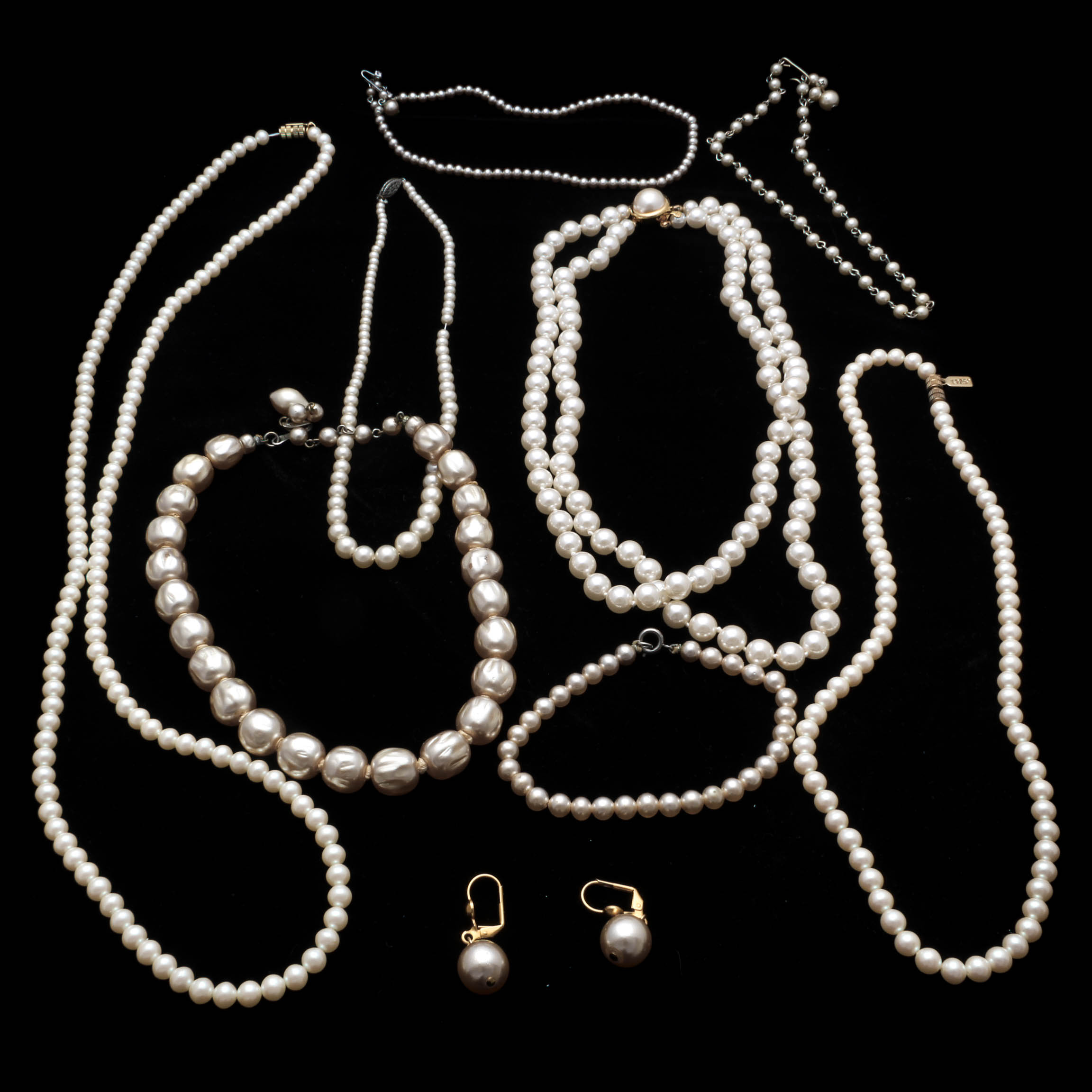 Vintage Costume Pearl Necklaces and Bracelets