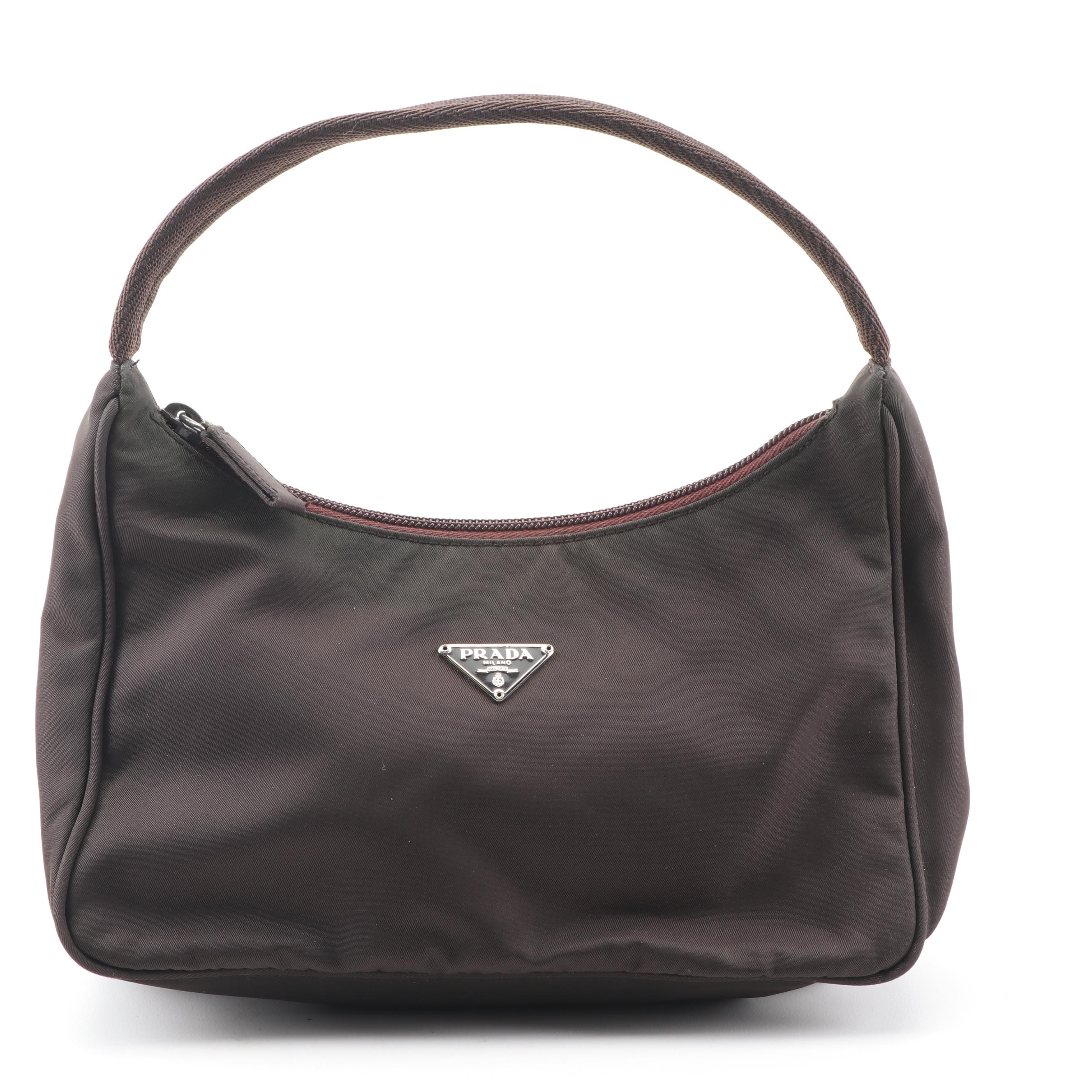 Prada Vela Sport Brown Nylon Top Handle Bag, Made in Italy