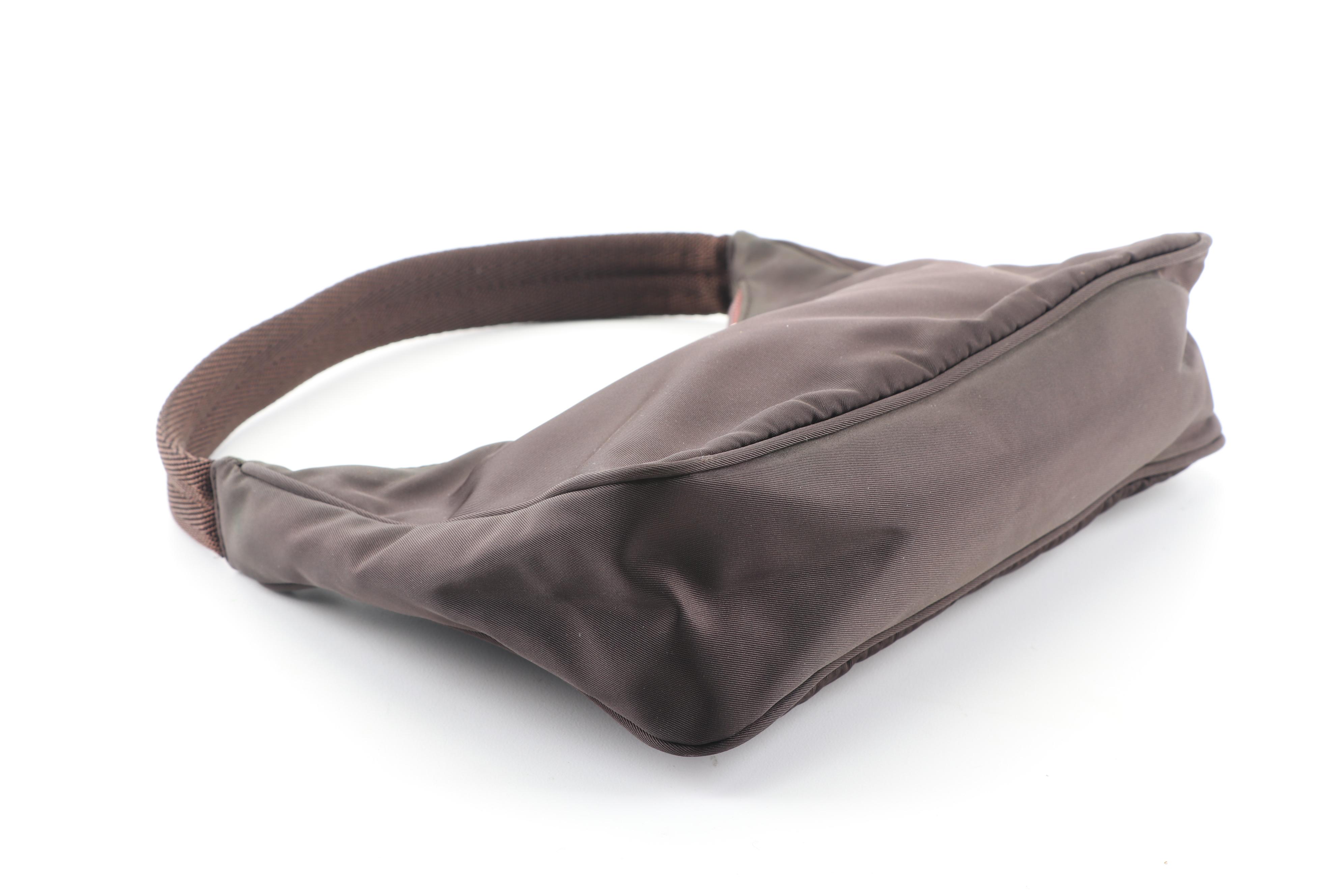 Prada Vela Sport Brown Nylon Top Handle Bag, Made in Italy