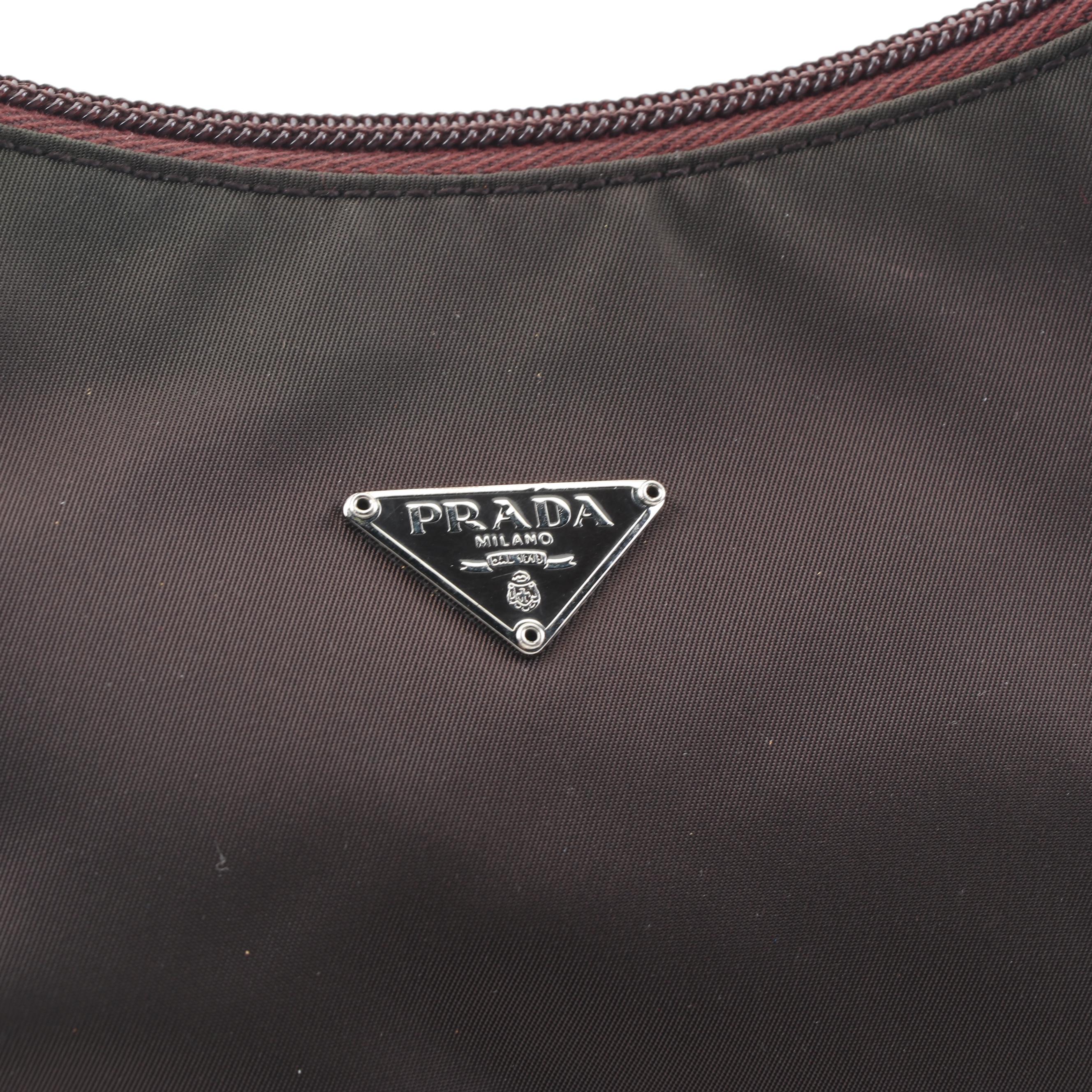 Prada Vela Sport Brown Nylon Top Handle Bag, Made in Italy