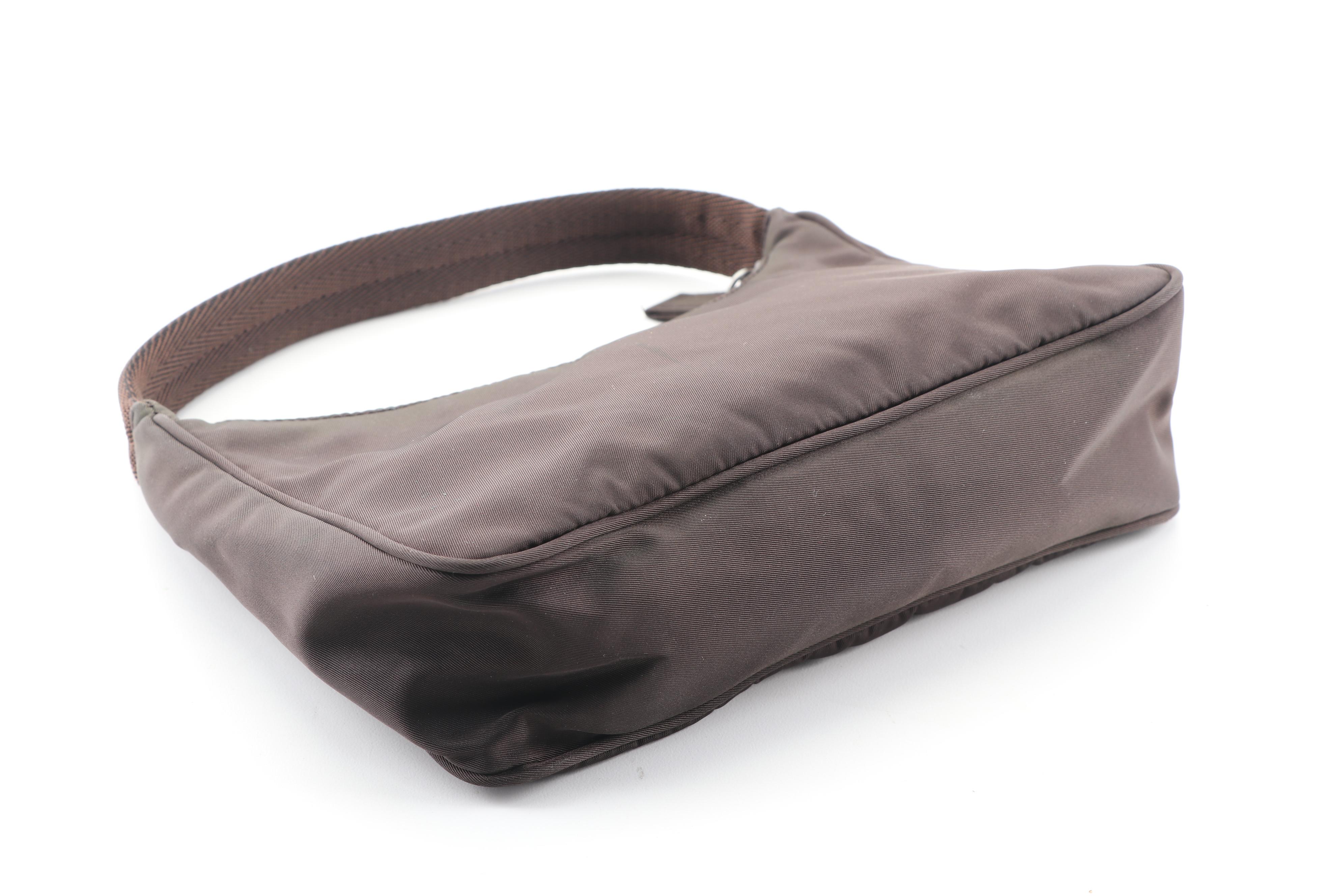 Prada Vela Sport Brown Nylon Top Handle Bag, Made in Italy