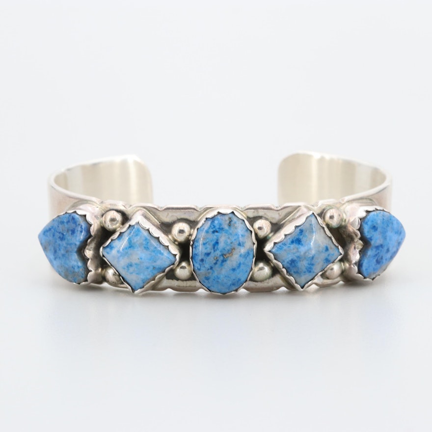 Norbert Johnson Navajo Diné Sterling Denim Lapis Lazuli Cuff Bracelet
