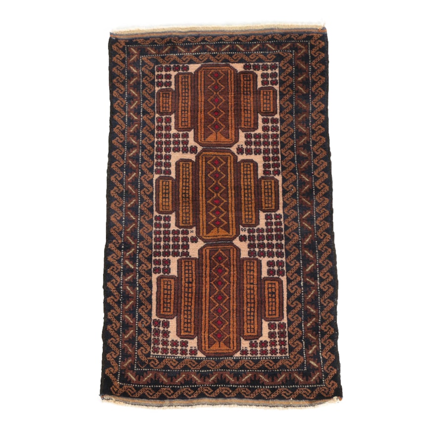 Hand-Knotted Afghani Baluch Wool Rug
