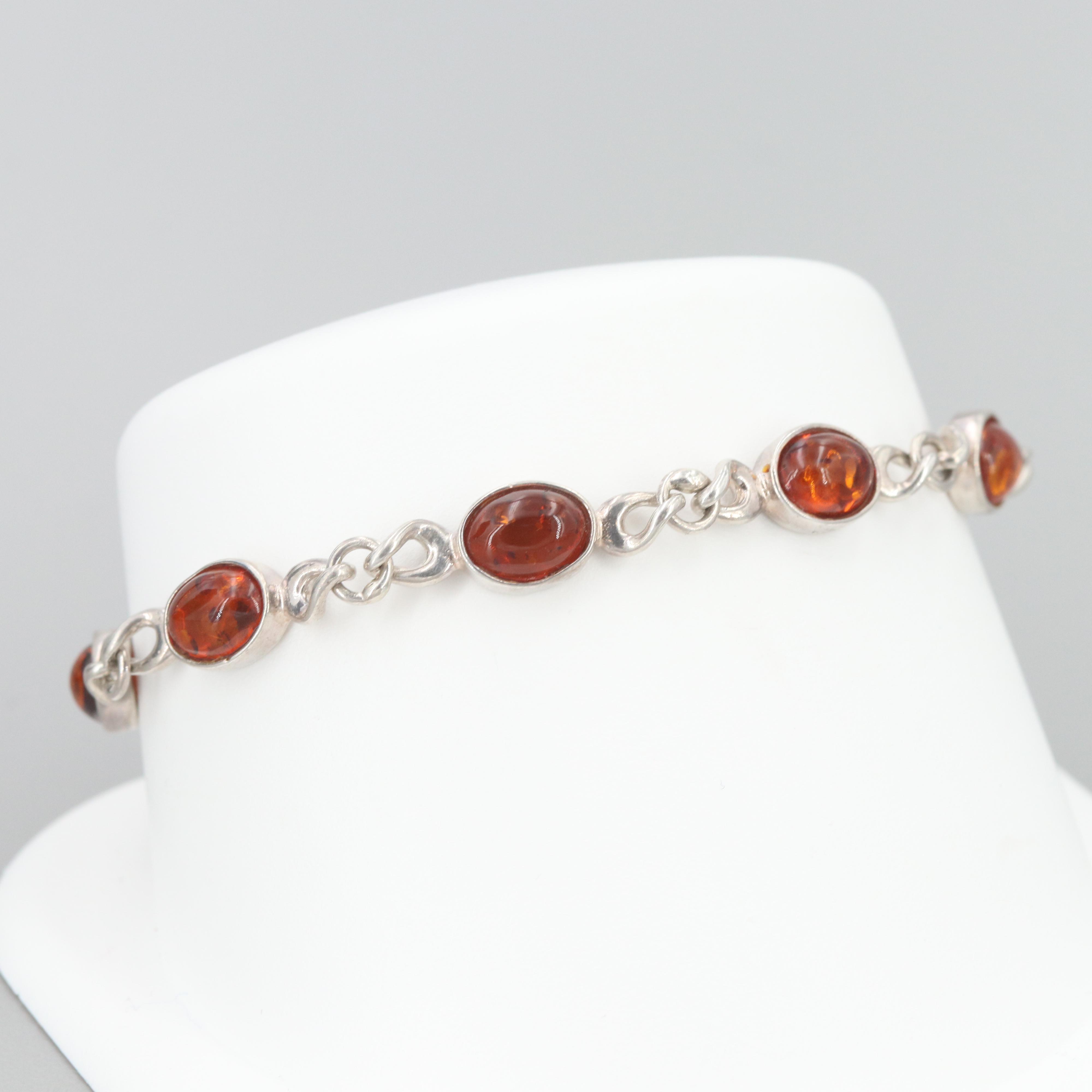 Sterling Silver Amber Bracelet