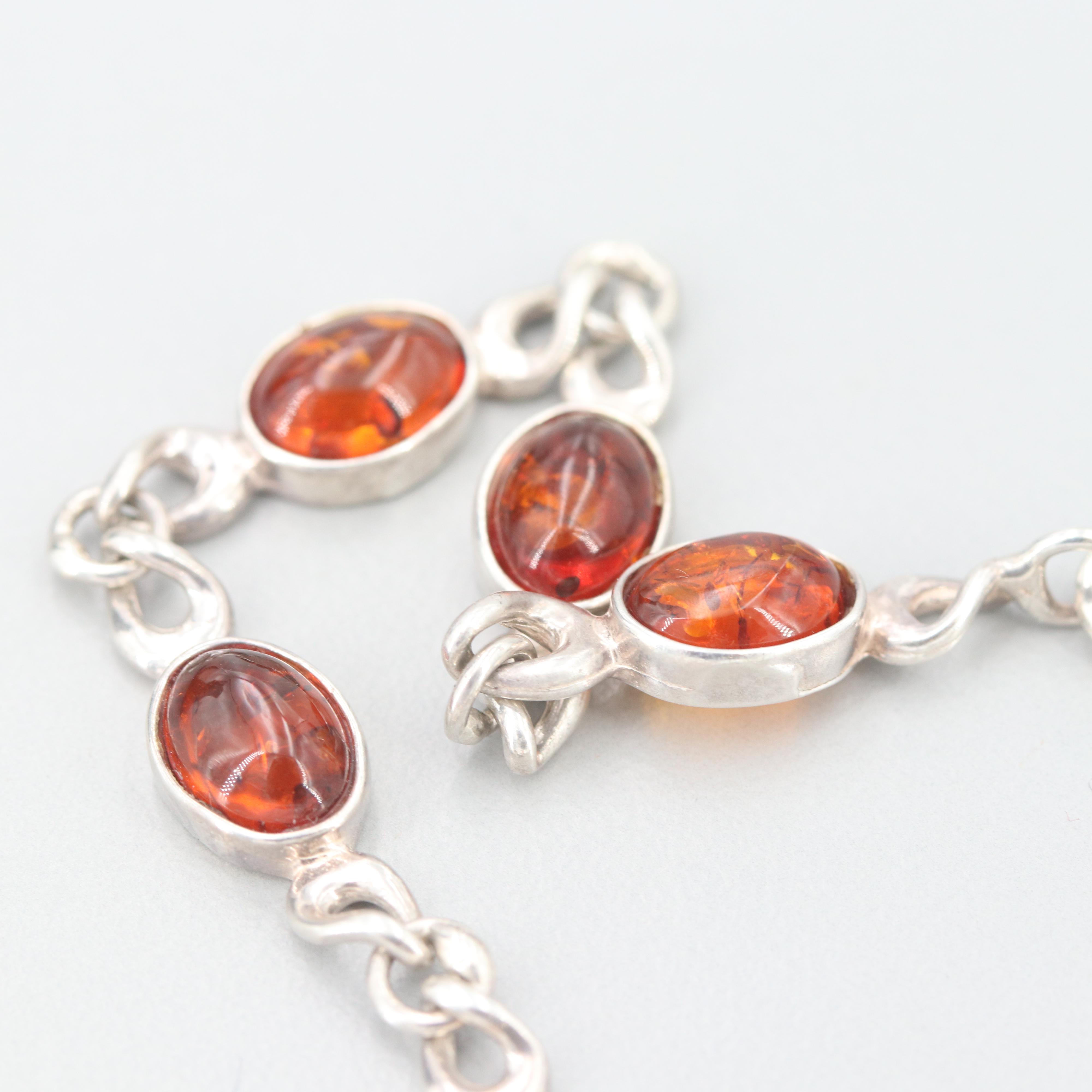 Sterling Silver Amber Bracelet